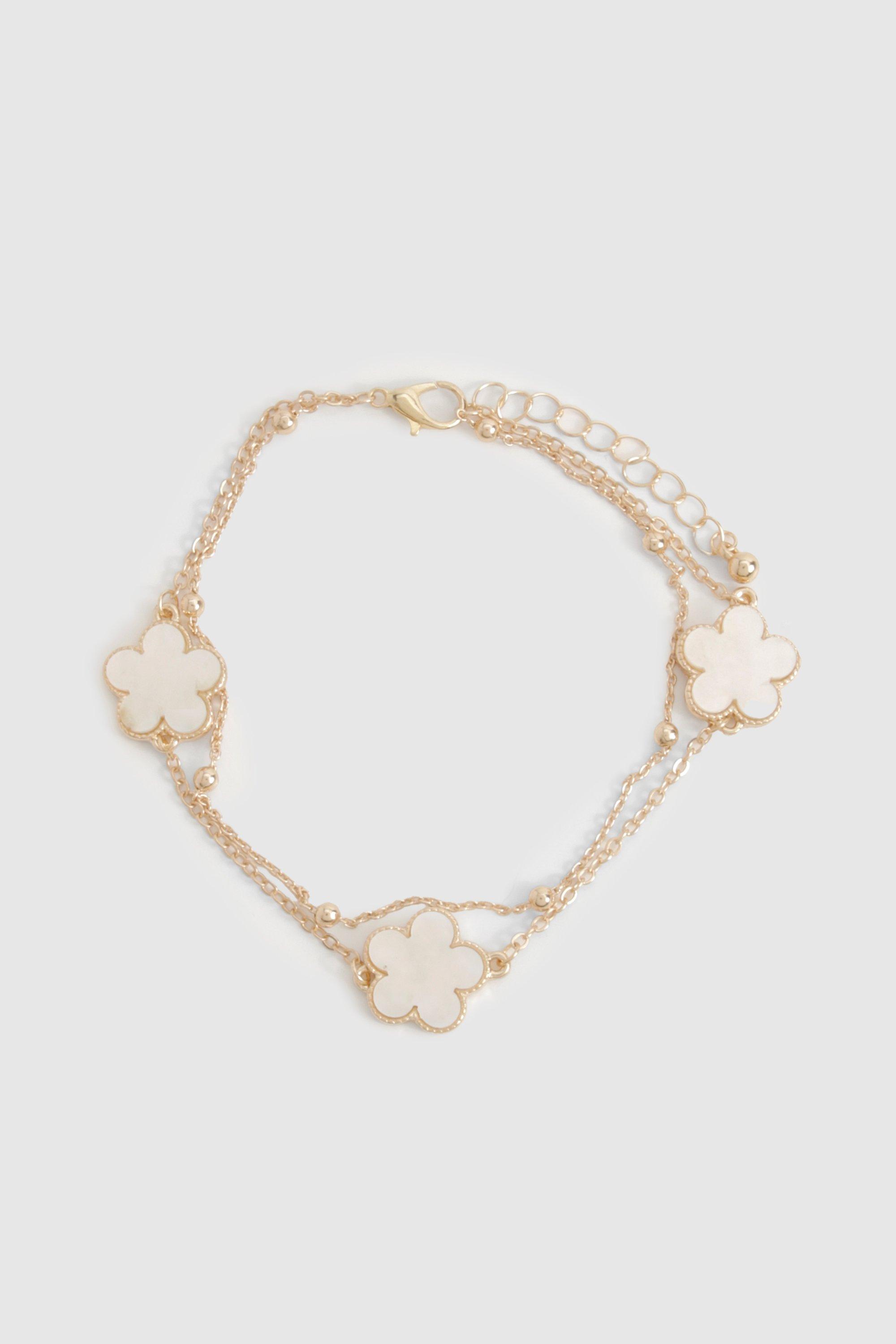 Bracelet De Cheville Fleuri - Jaune Or - One Size, Jaune Or