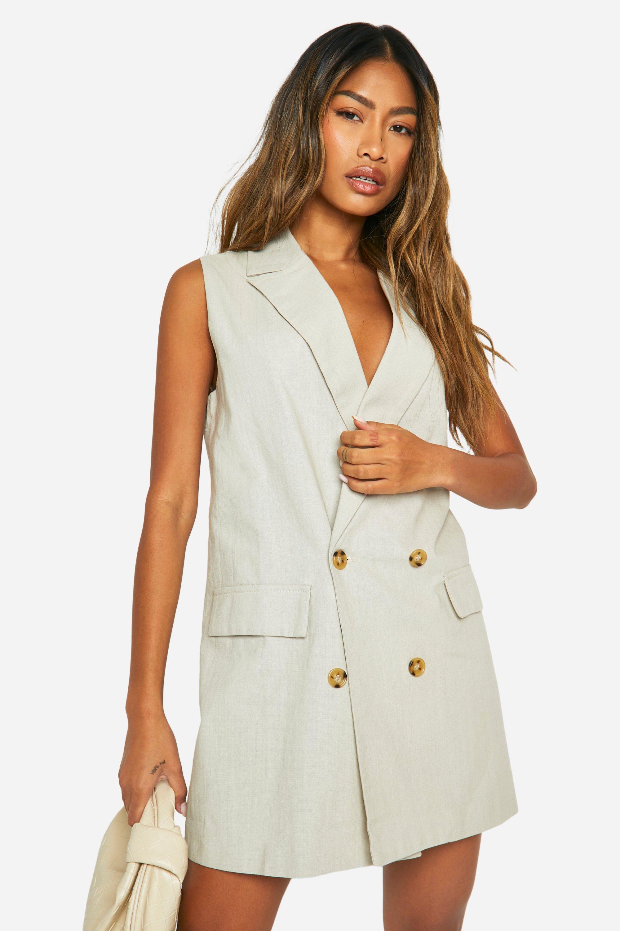 Robe Blazer Sans Manches - Gris Pierre - 48, Gris Pierre