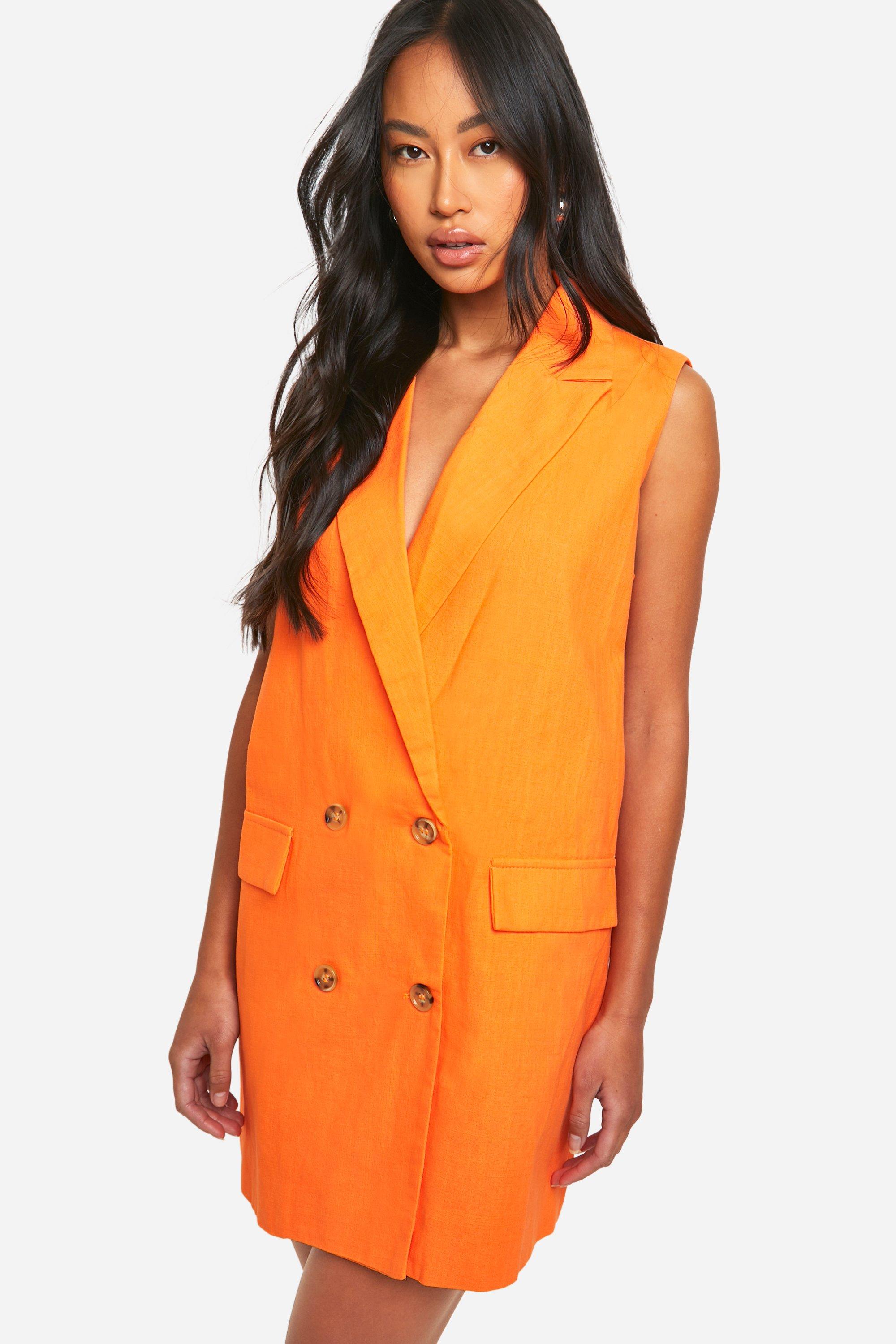 Robe Blazer Sans Manches - Orange - 48, Orange