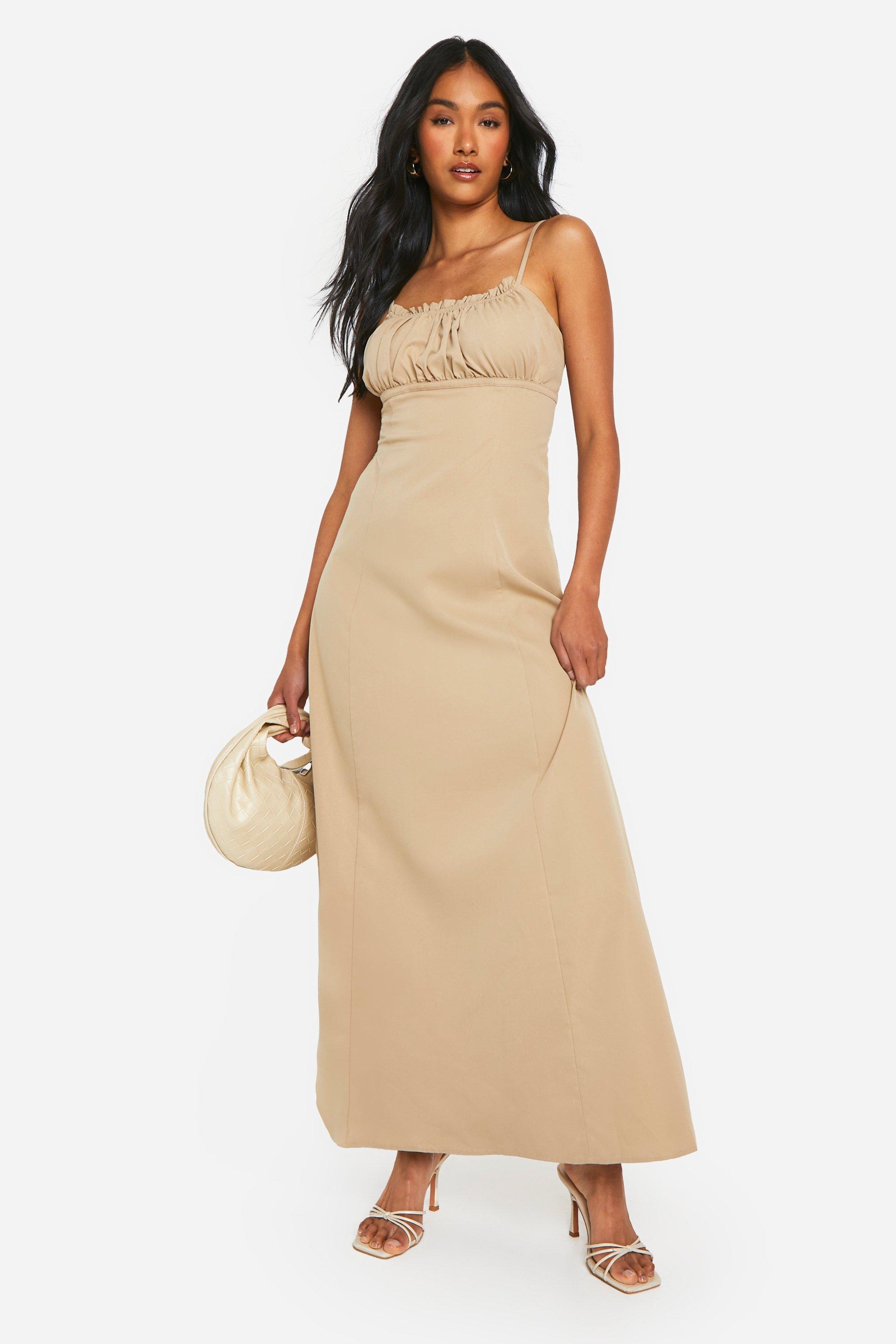 Robe Longue Froncée - Gris Pierre - 46, Gris Pierre