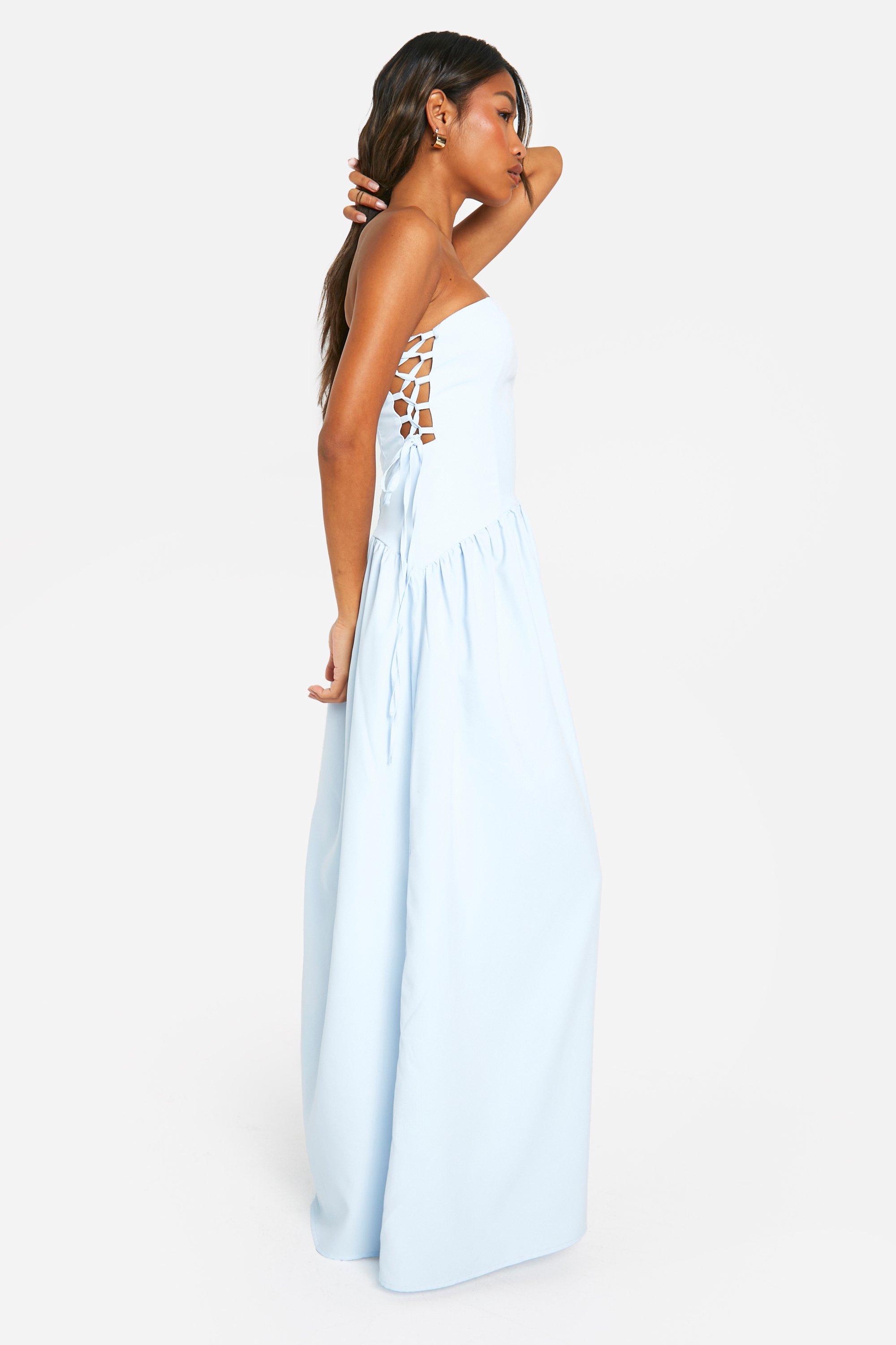Robe Longue Nouée Bandeau - Bleu - 46, Bleu