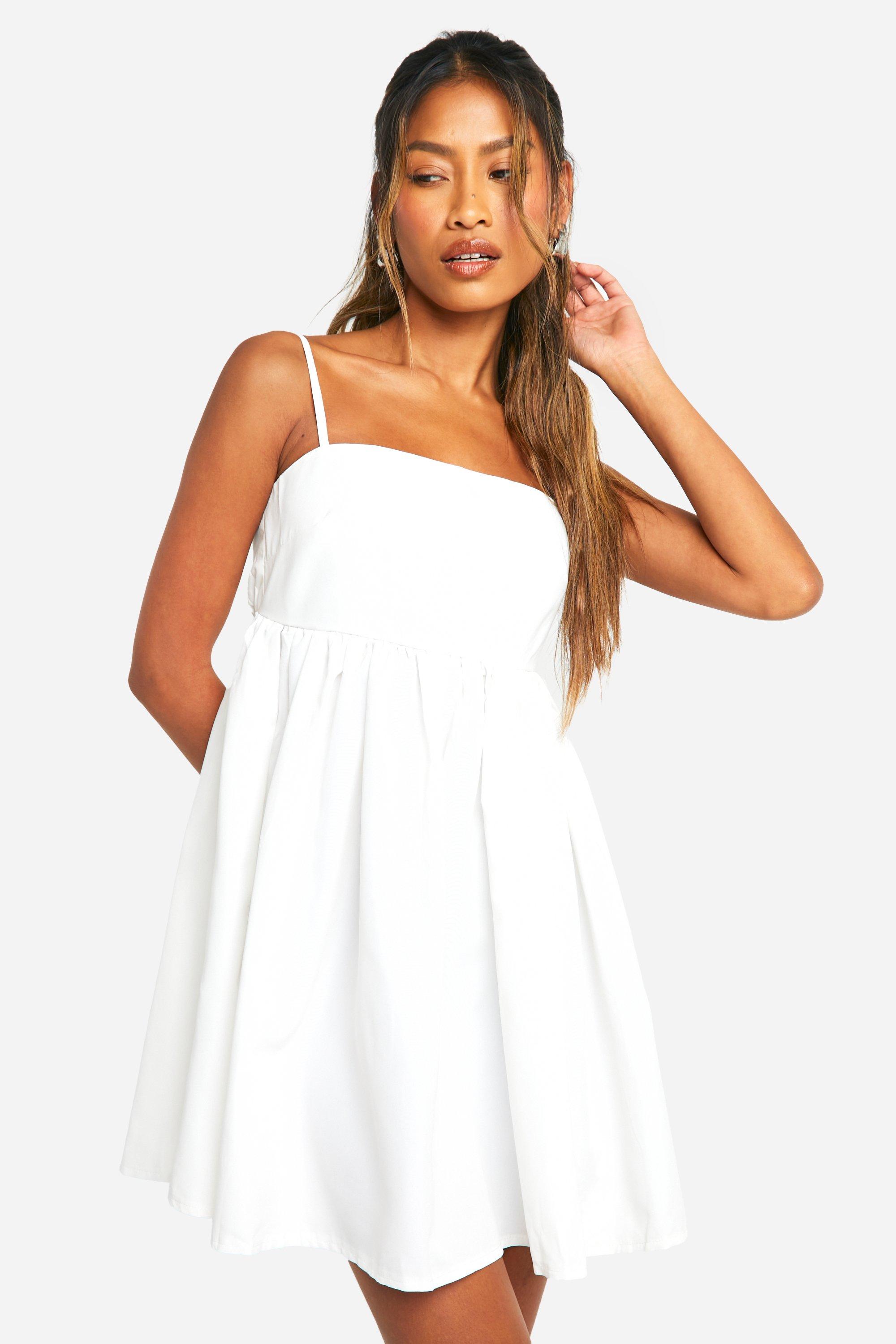 Robe Courte À Dos Nu Et Bretelles - Blanc - 46, Blanc