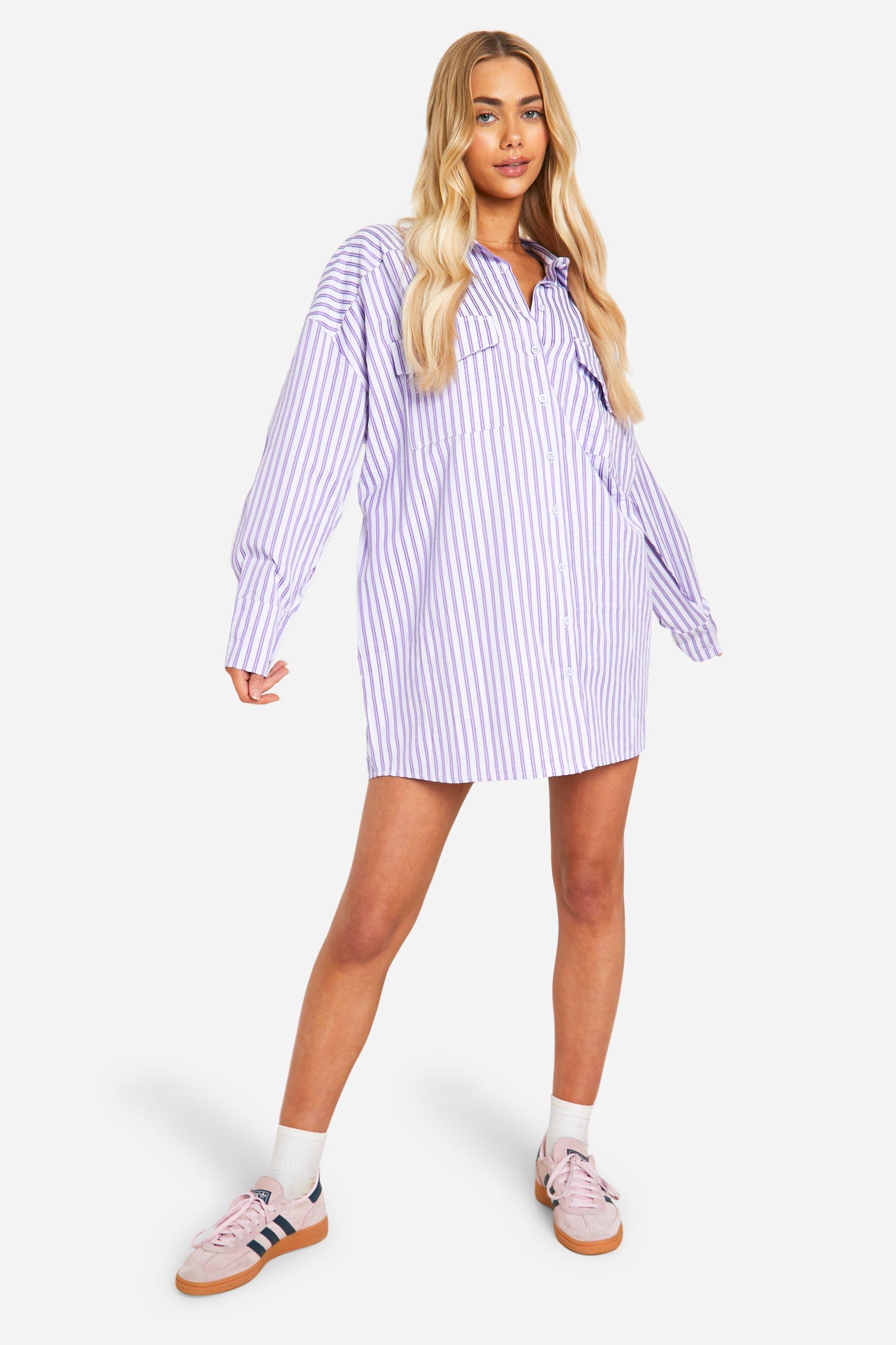 Boohoo Oversized Pocket Shirt Dress, Lilac