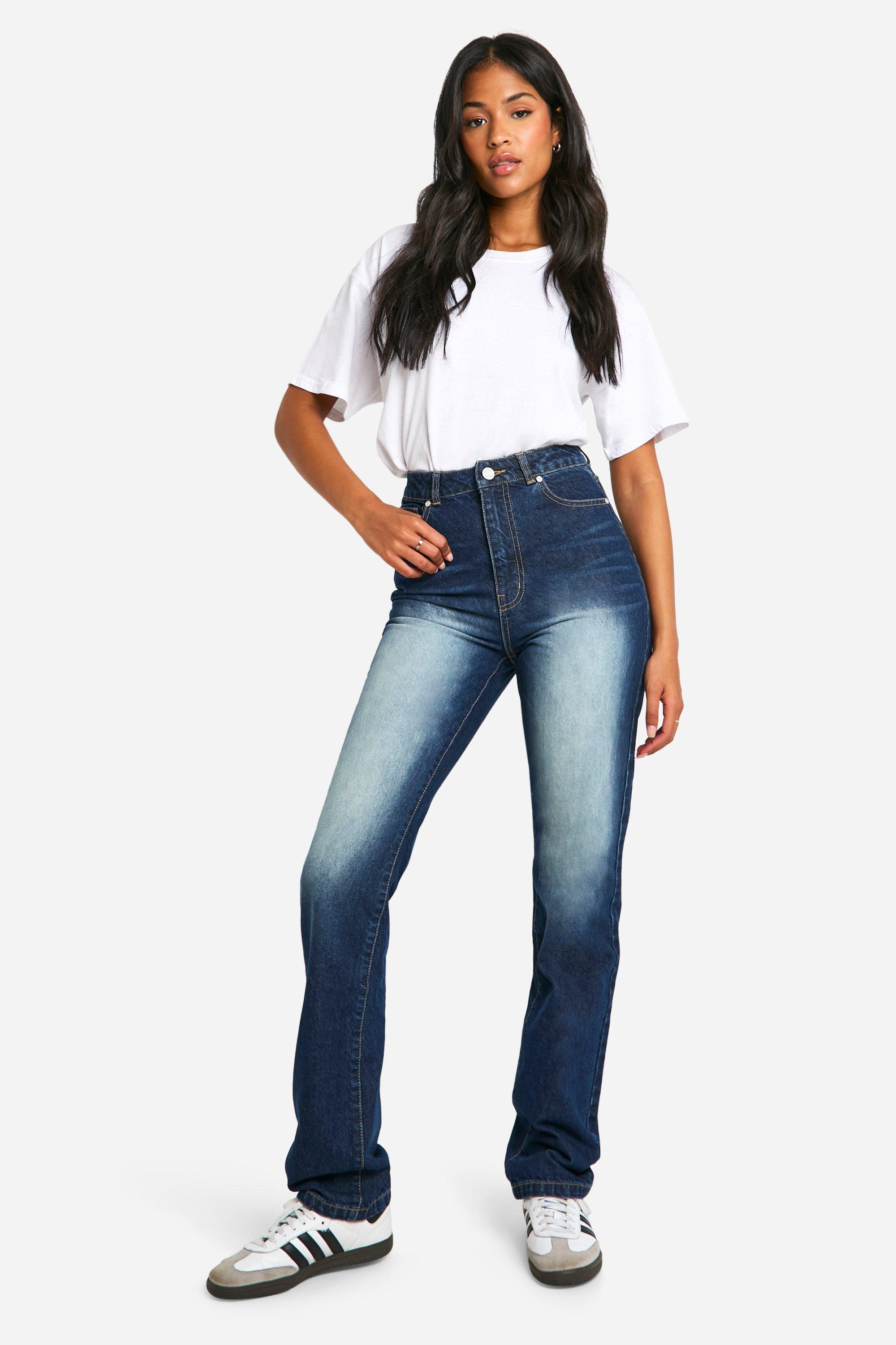 Boohoo Tall Basic High Waist Jeans Met Rechte Pijpen, Washed Indigo