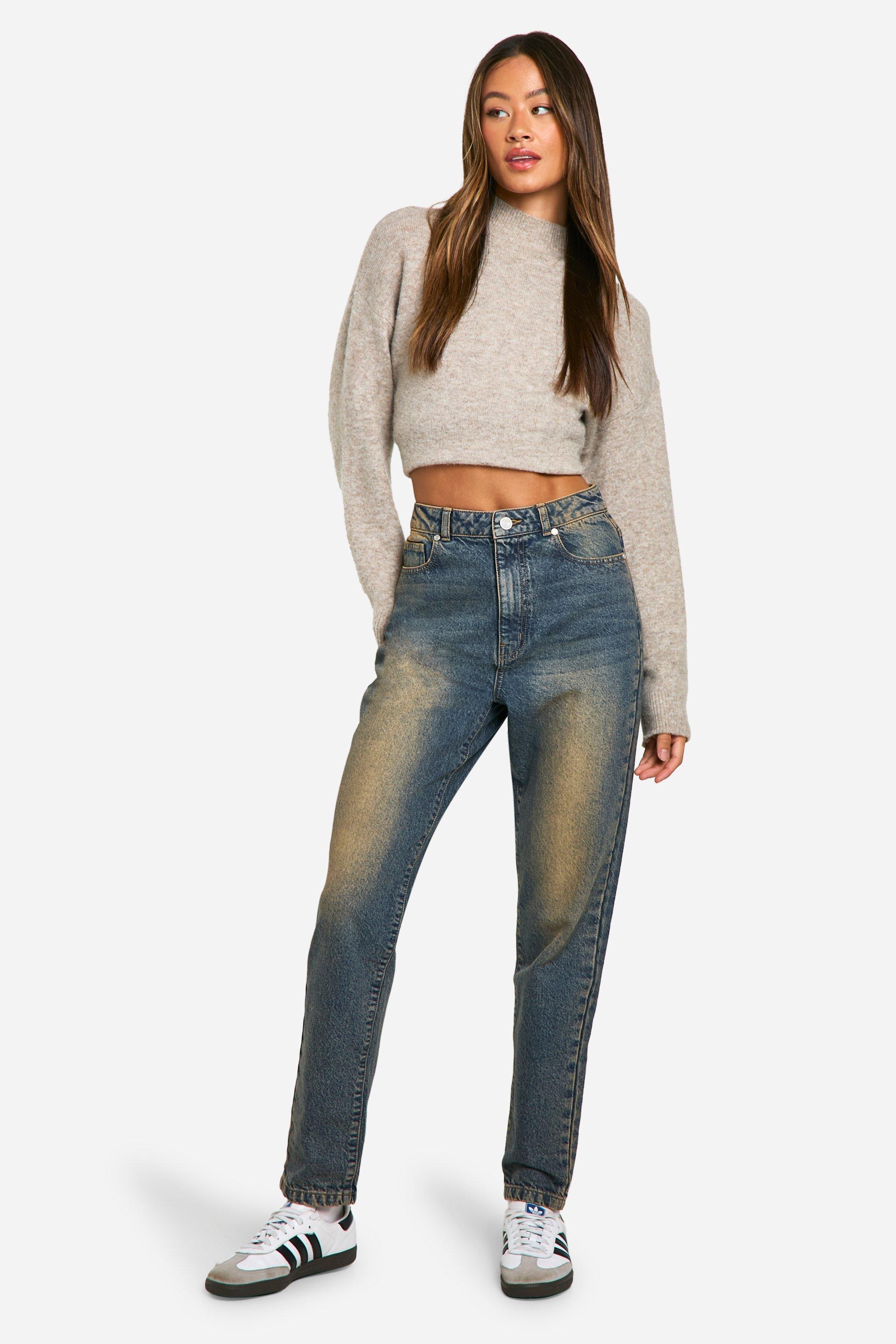 Boohoo Tall Basic High Waist Mom Jeans, Vintage Wash