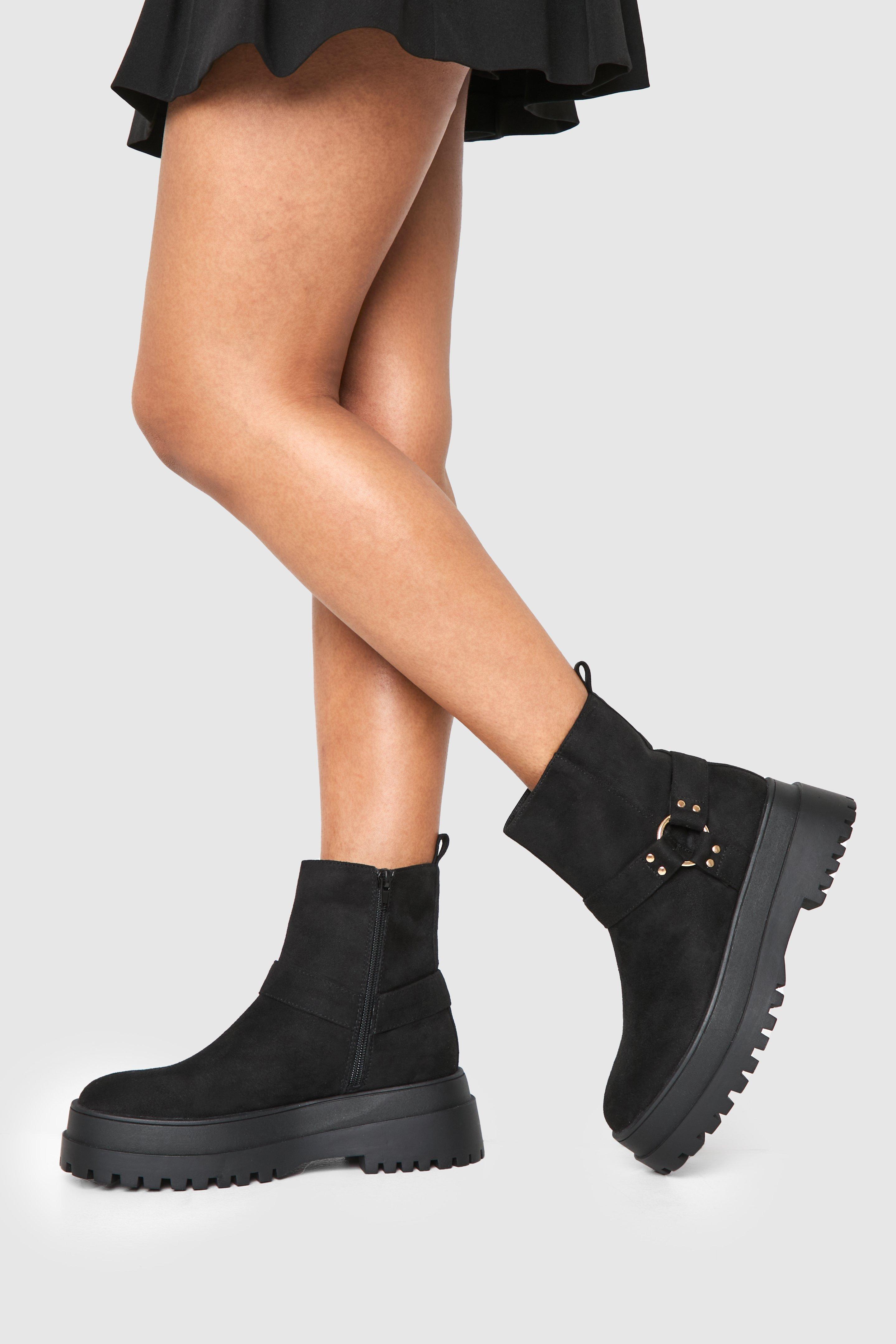 Boohoo Dikke Chelsea Boots Met Ring Detail En Plateauzool, Black