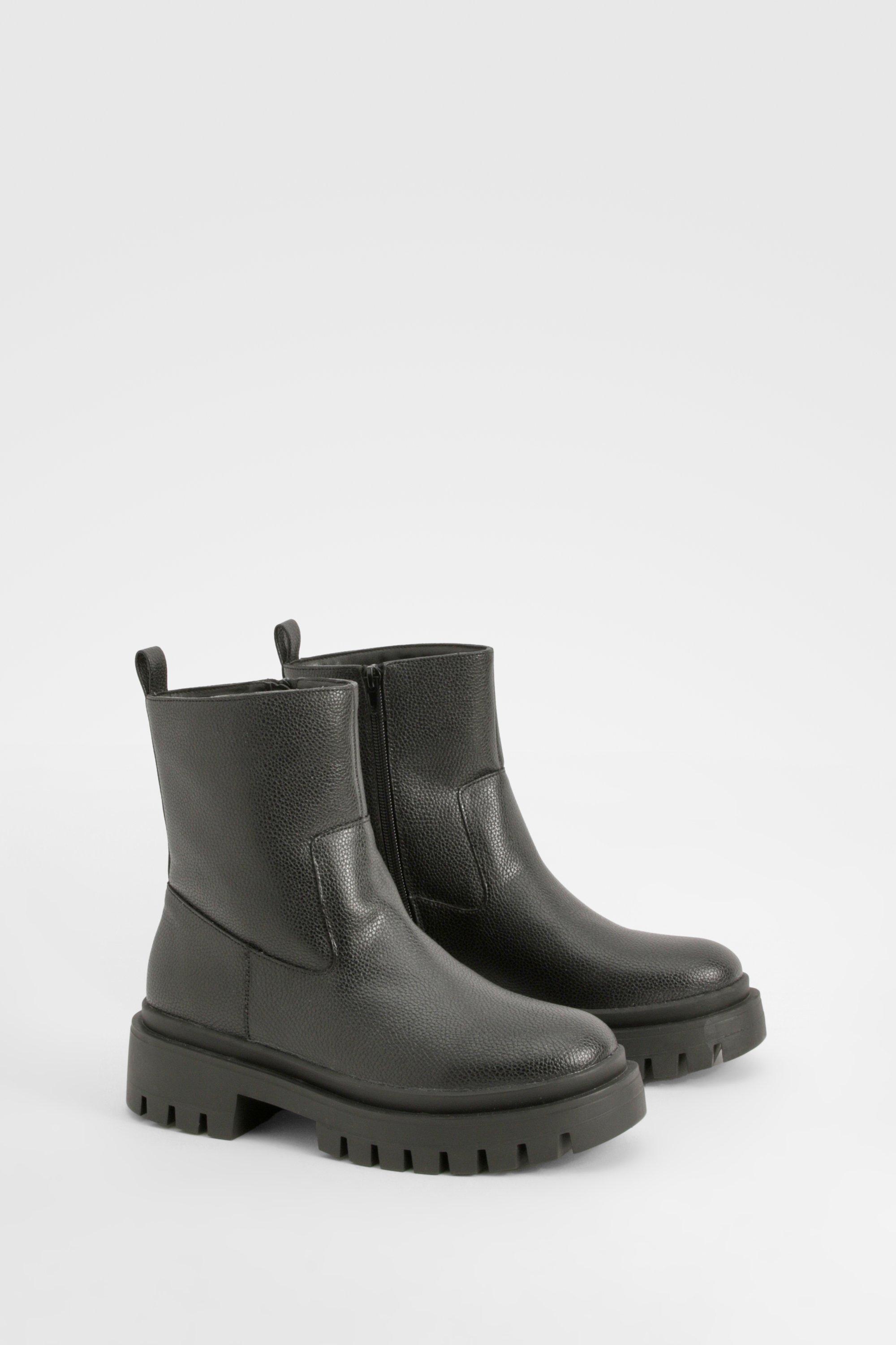 Boohoo Brede Stevige Chelsea Boots Met Panelen, Black