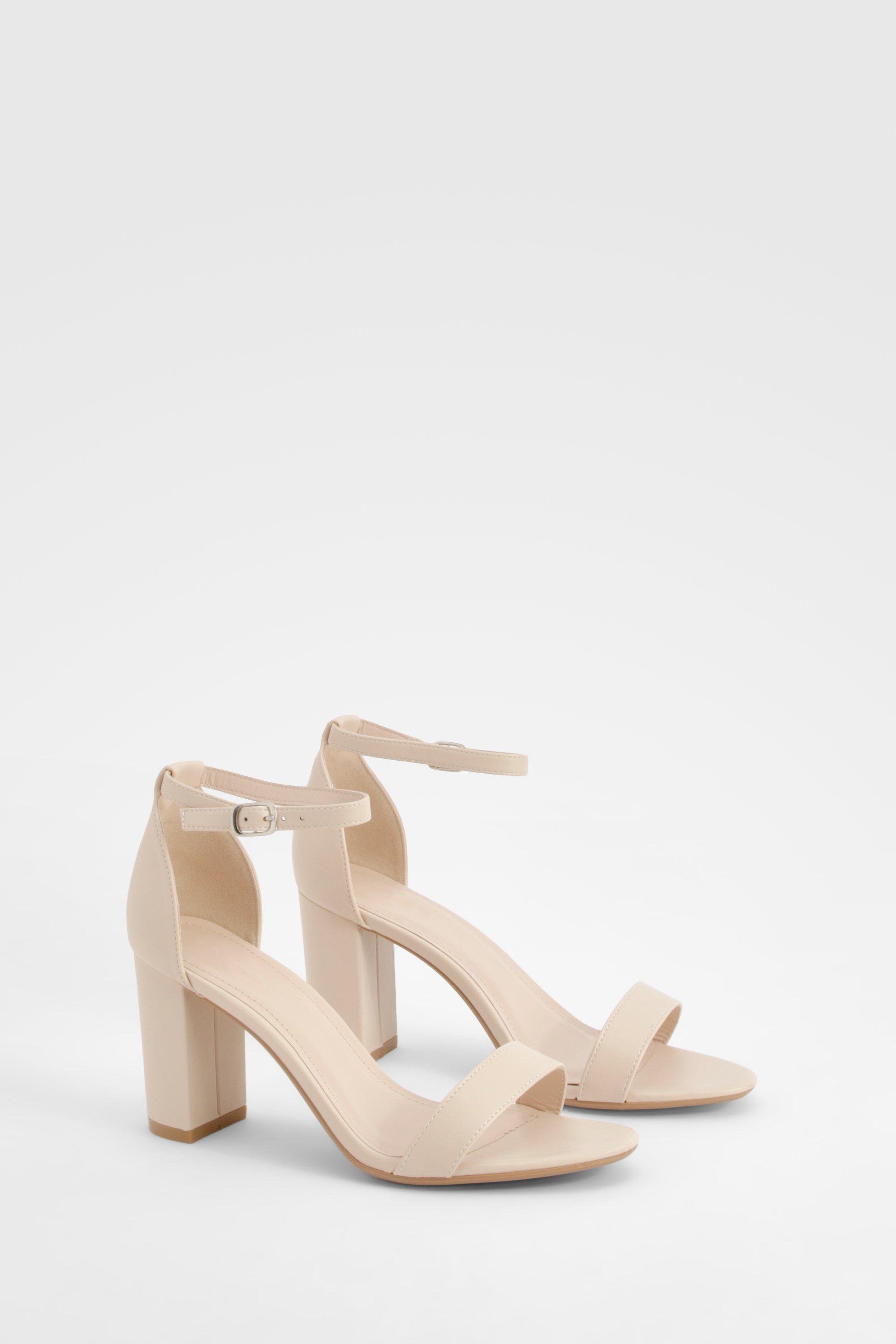 Image of Mid Block Barely There Heels, Beige