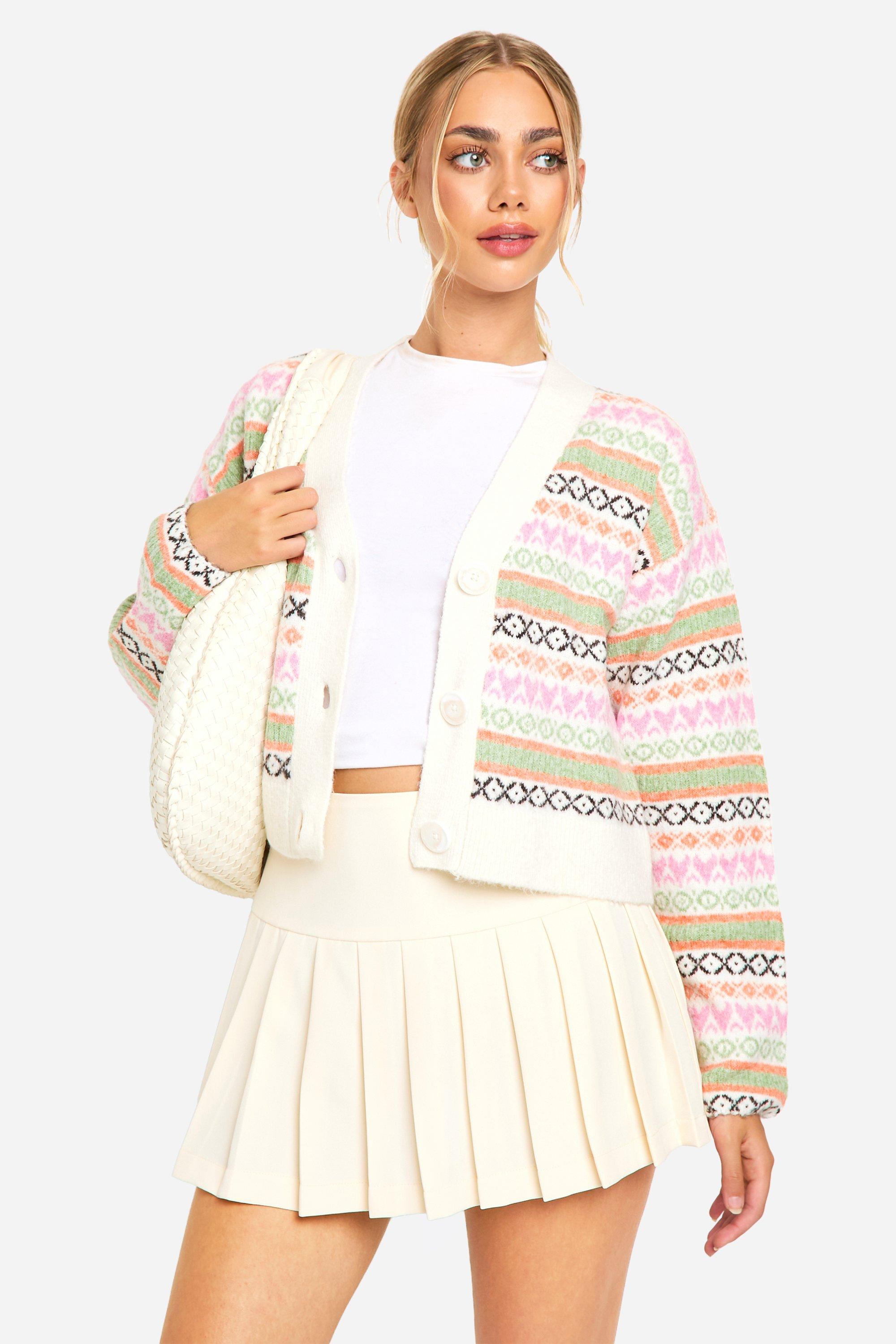 Boohoo Gebreide Pastel Boxy Cardigan, Multi