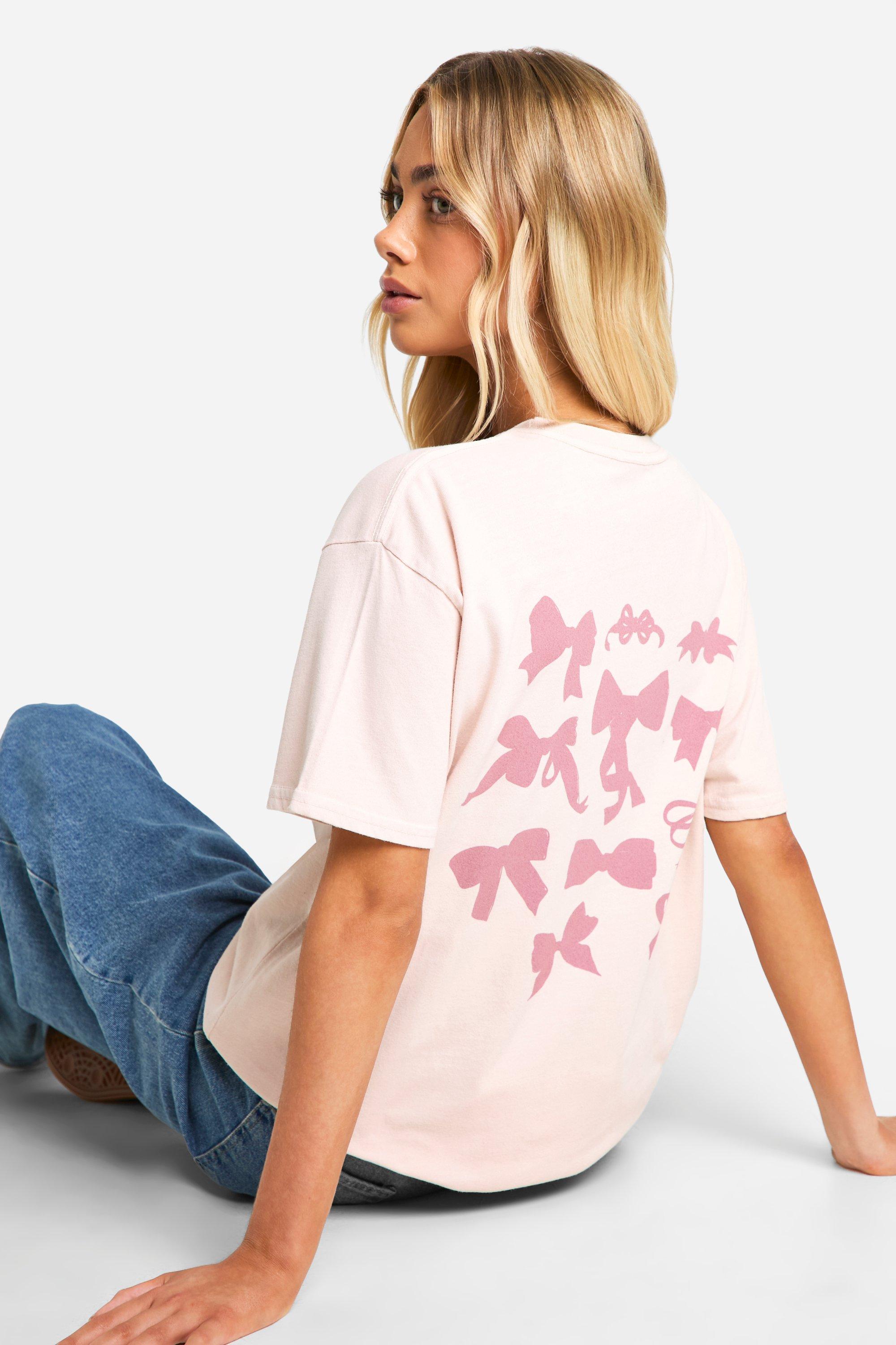 Image of Bow Back Print Tee, Pink