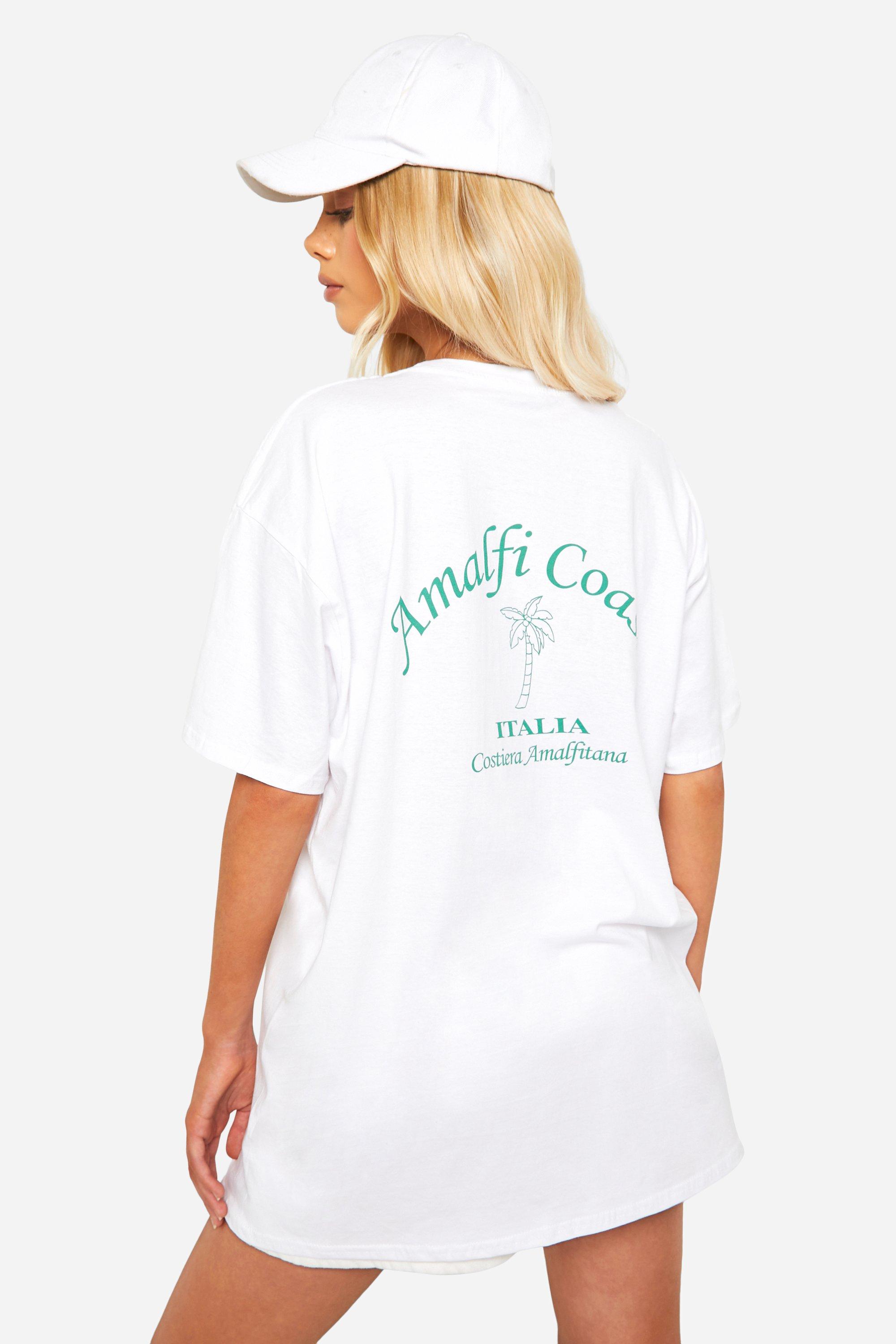Image of Almafi Coast Oversized T-shirt, Bianco