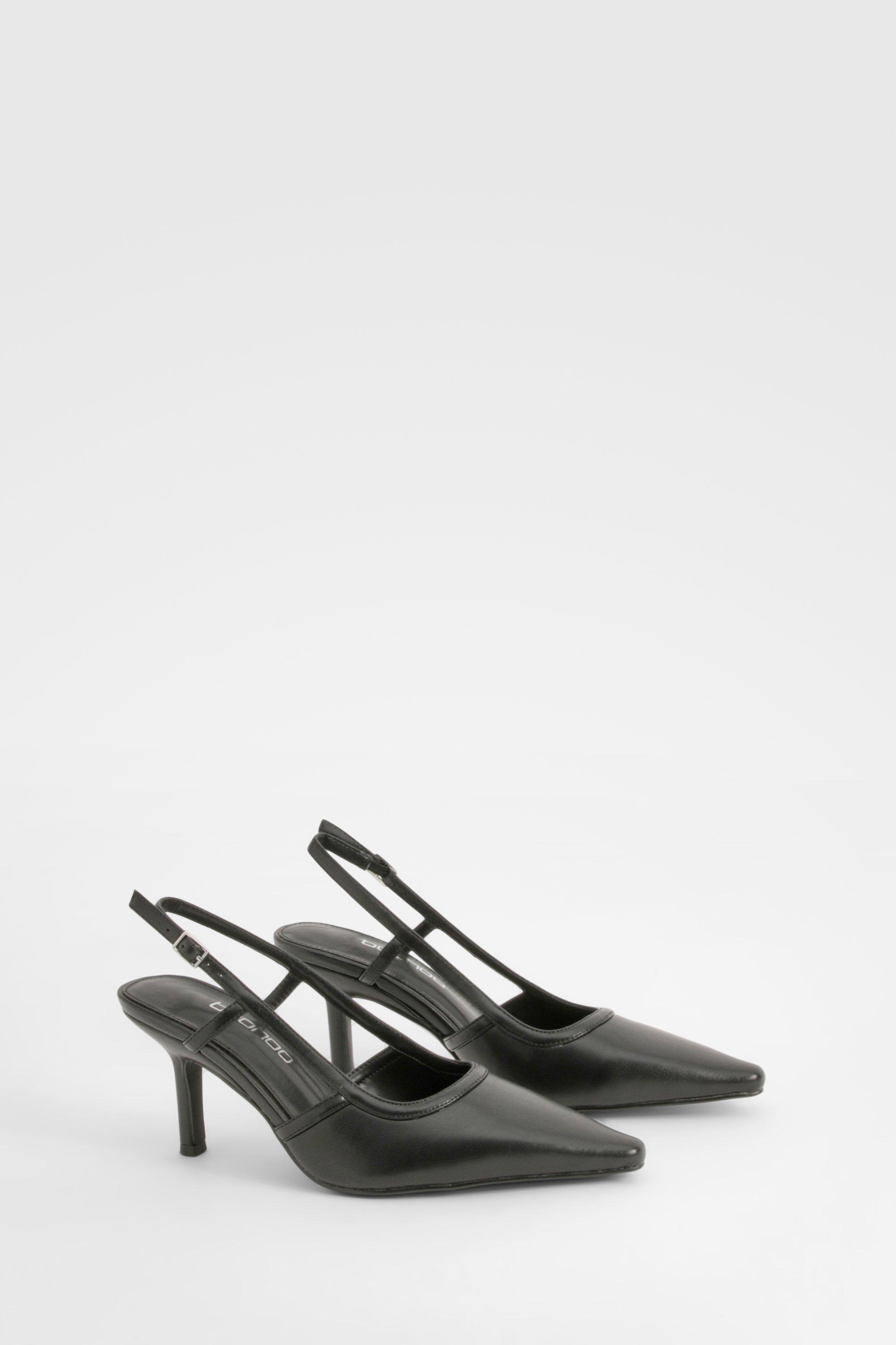 Image of Scarpe décolleté a calzata ampia con fascette sul retro, Nero