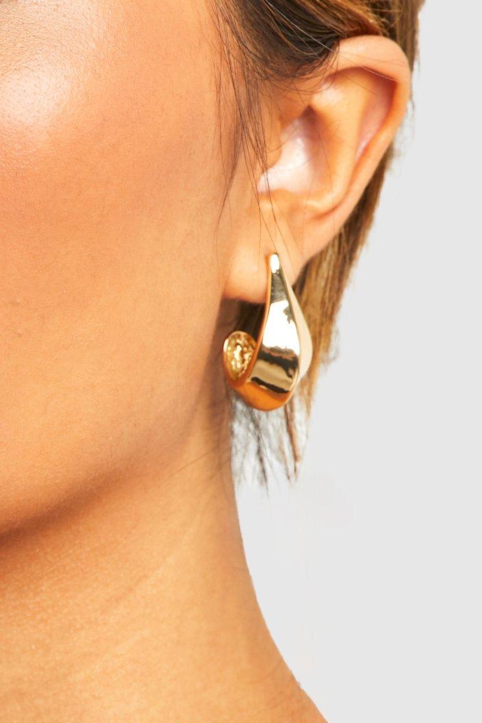 Womens Embossed Tear Drop Earrings - Gold - One Size, Gold