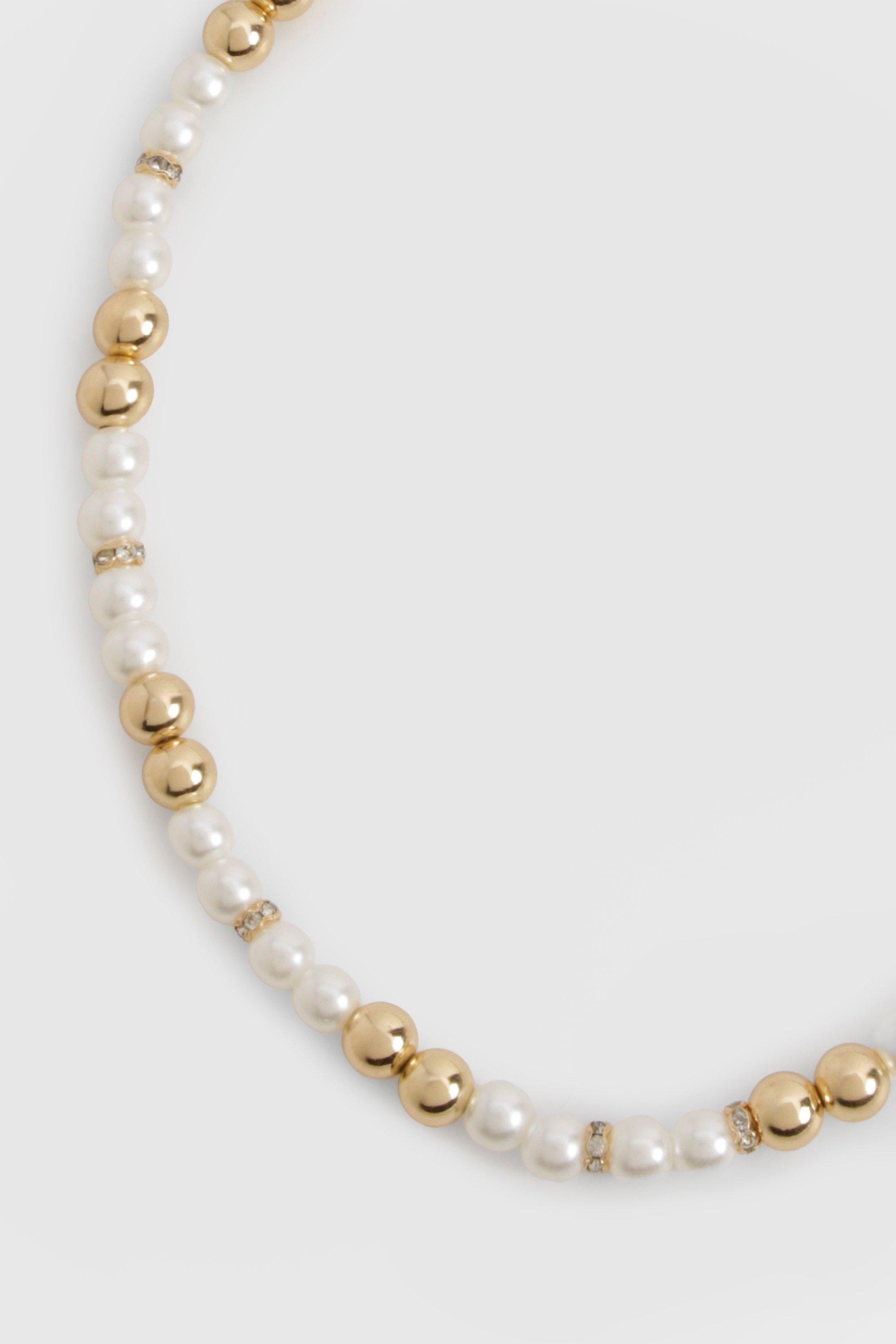 Womens Embellished Pearl Necklace - White - One Size, White