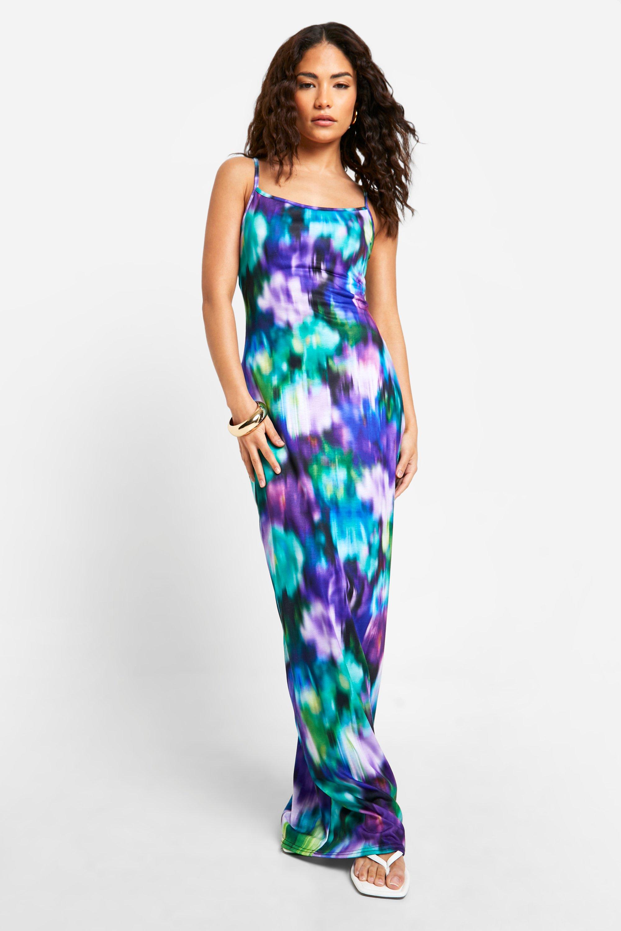Image of Petite Blurred Floral Maxi Dress, Multi