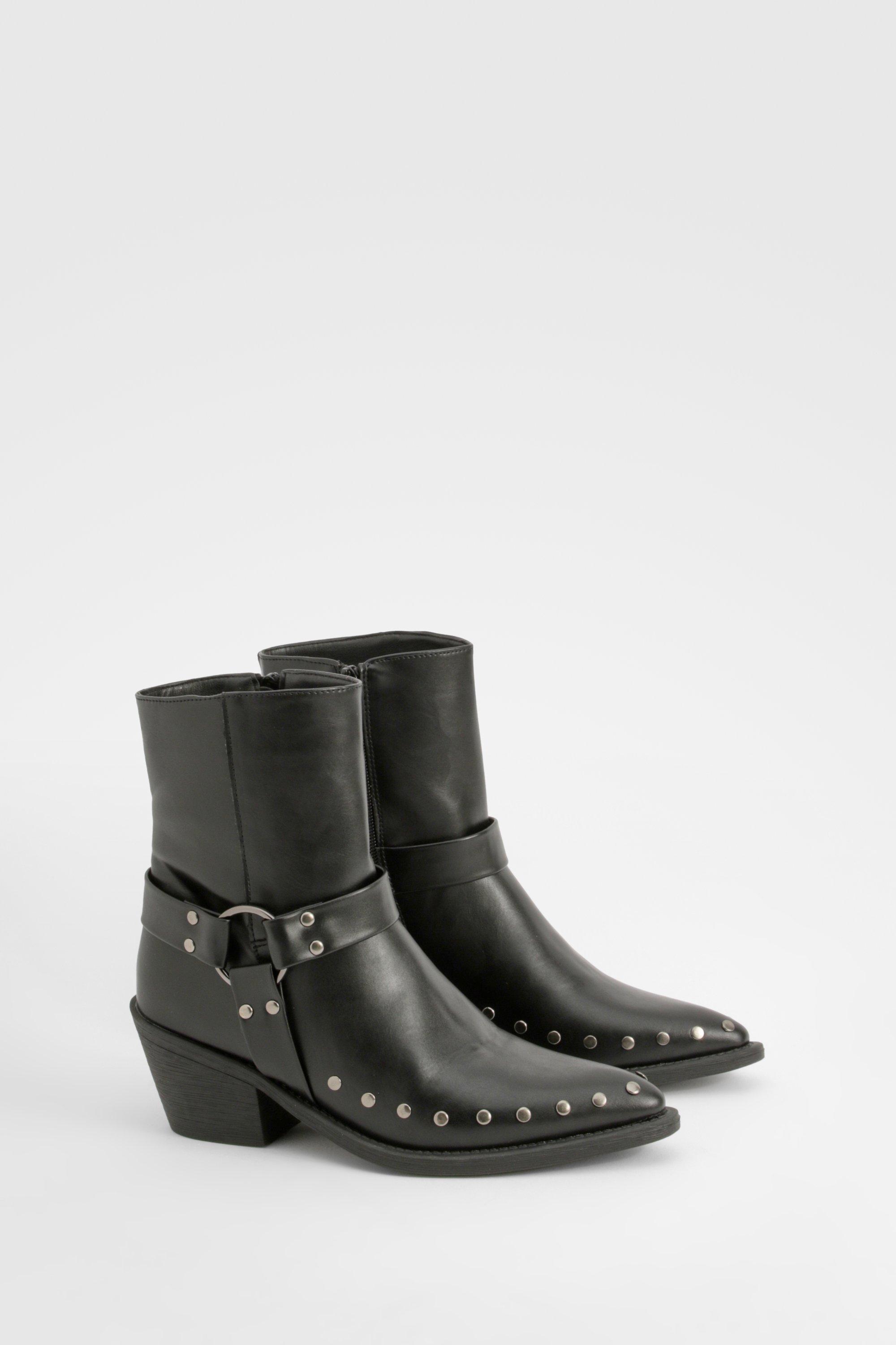 Image of Harness Stud Western Cowboy Boots, Nero