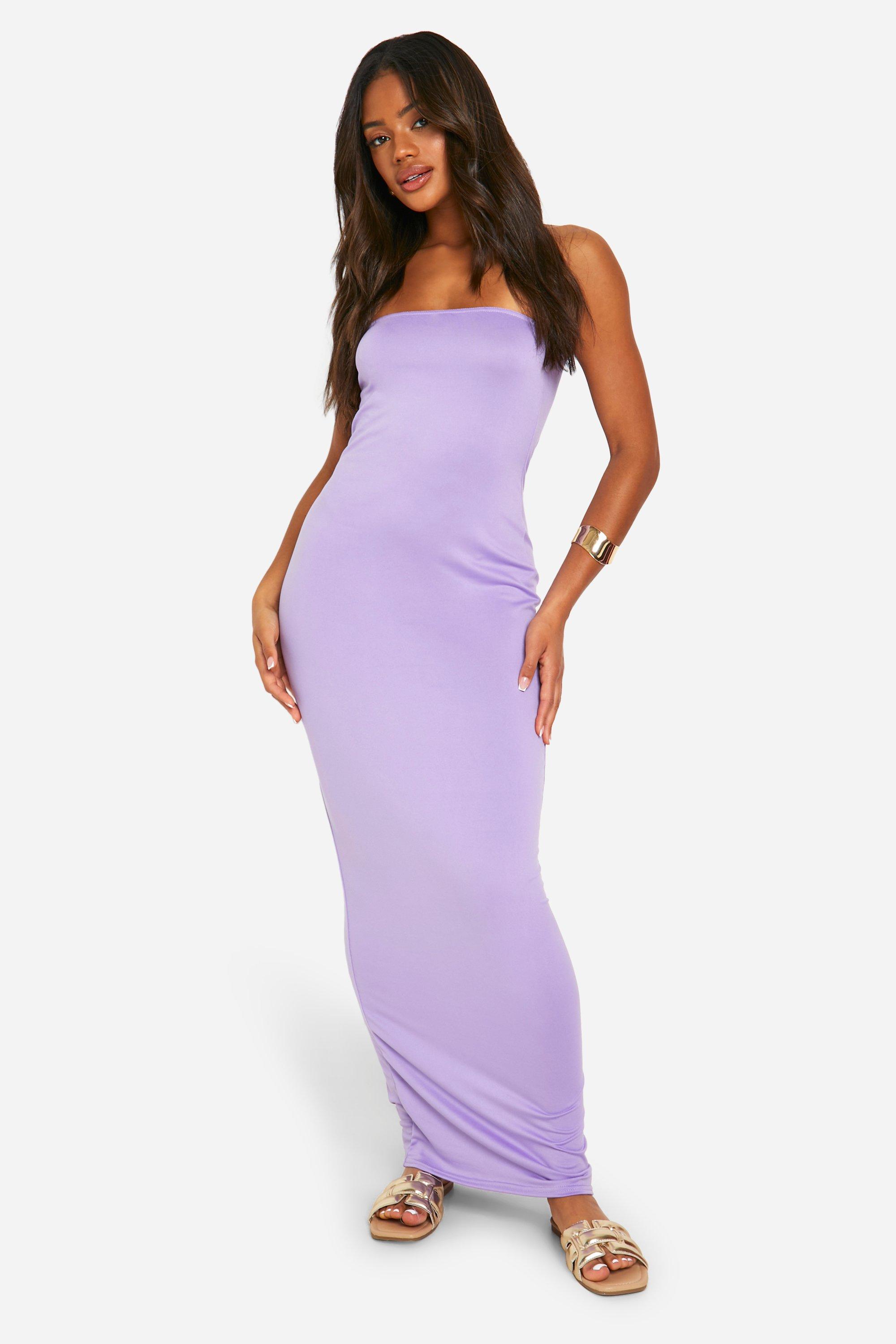 Boohoo Super Soft Bandeau Maxi Dress, Purple