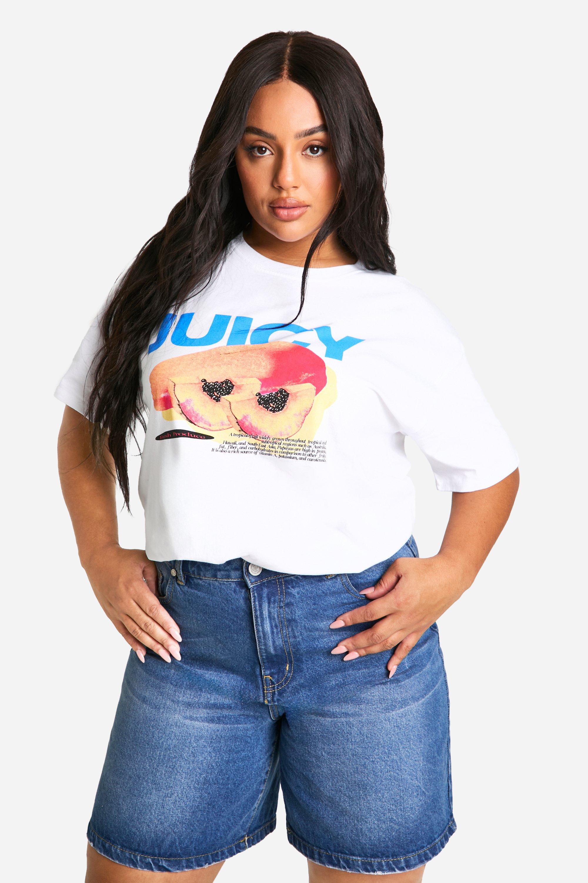 Image of Plus Papaya Oversized T Shirt, Bianco