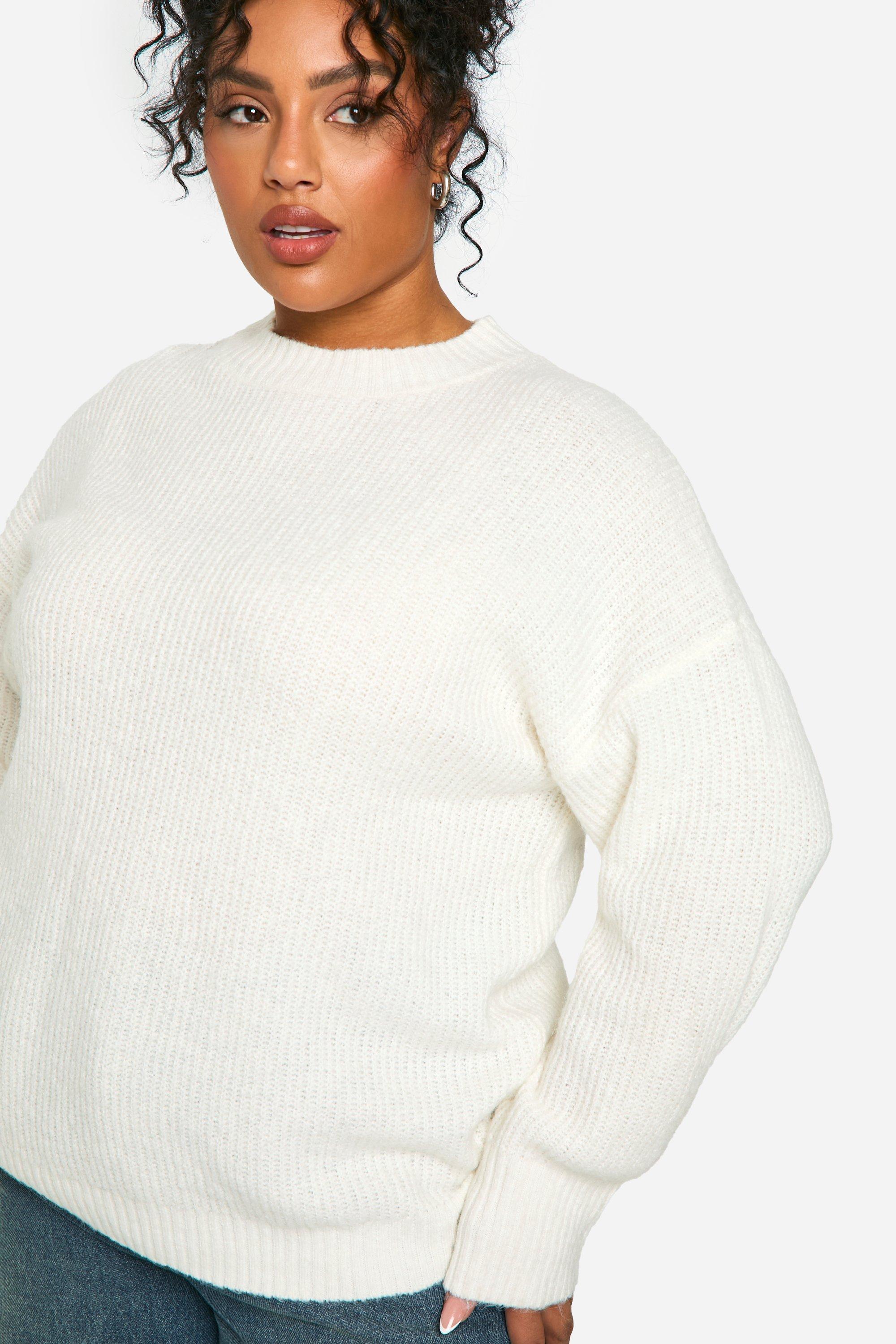Image of Maglione Plus Size oversize in maglia morbida, Cream