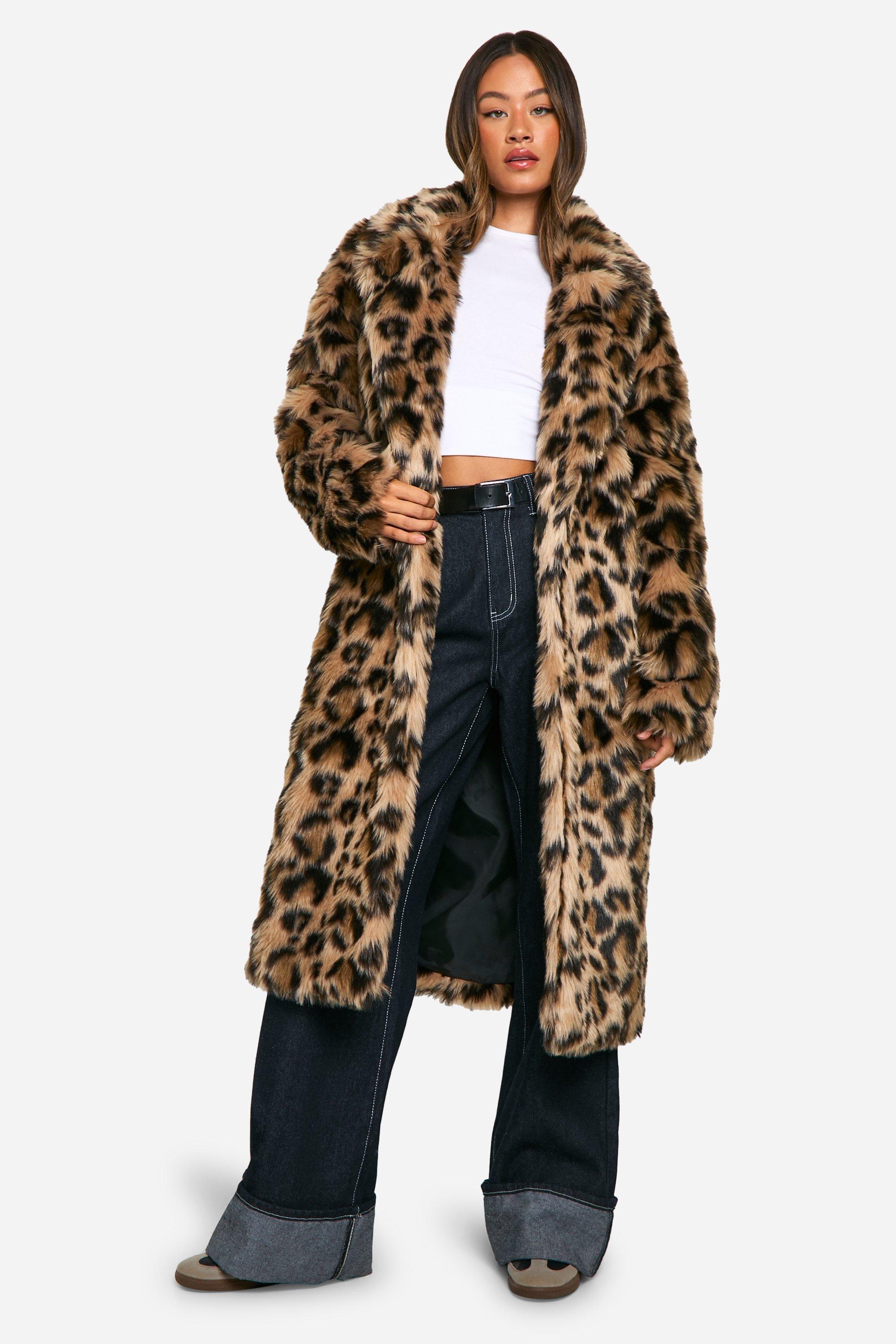 Boohoo Tall Luipaardprint Faux Fur Jas, Animal