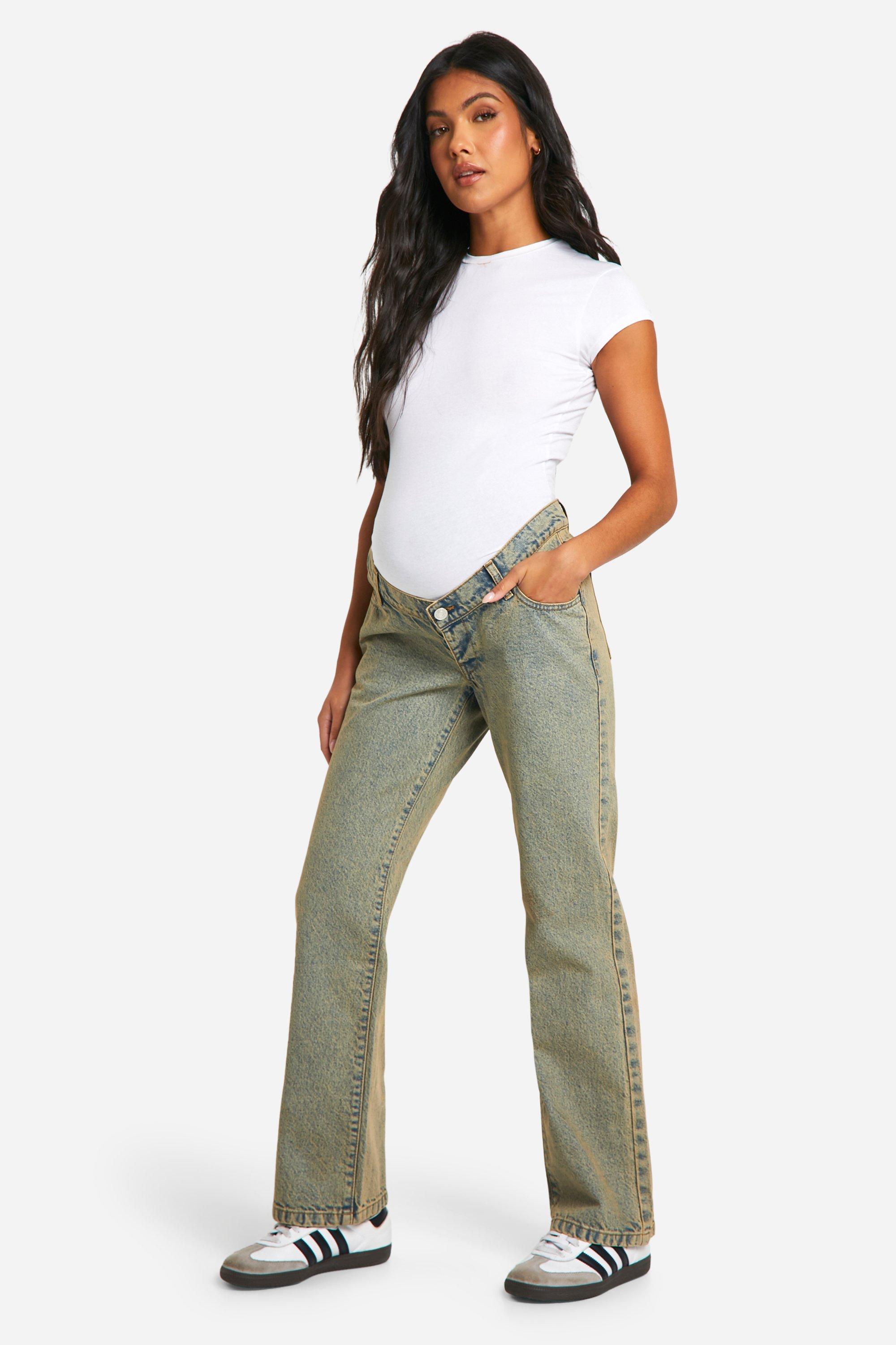 Boohoo Zwangerschap Basic High Waist Jeans Met Rechte Pijpen, Sand