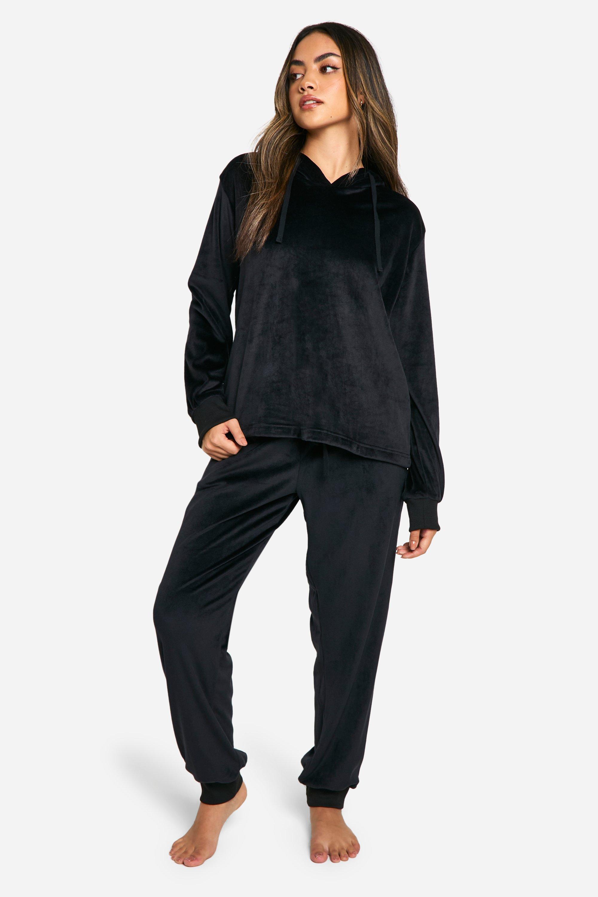 Womens Velour Hoody And Jogger Set - Black - 12, Black