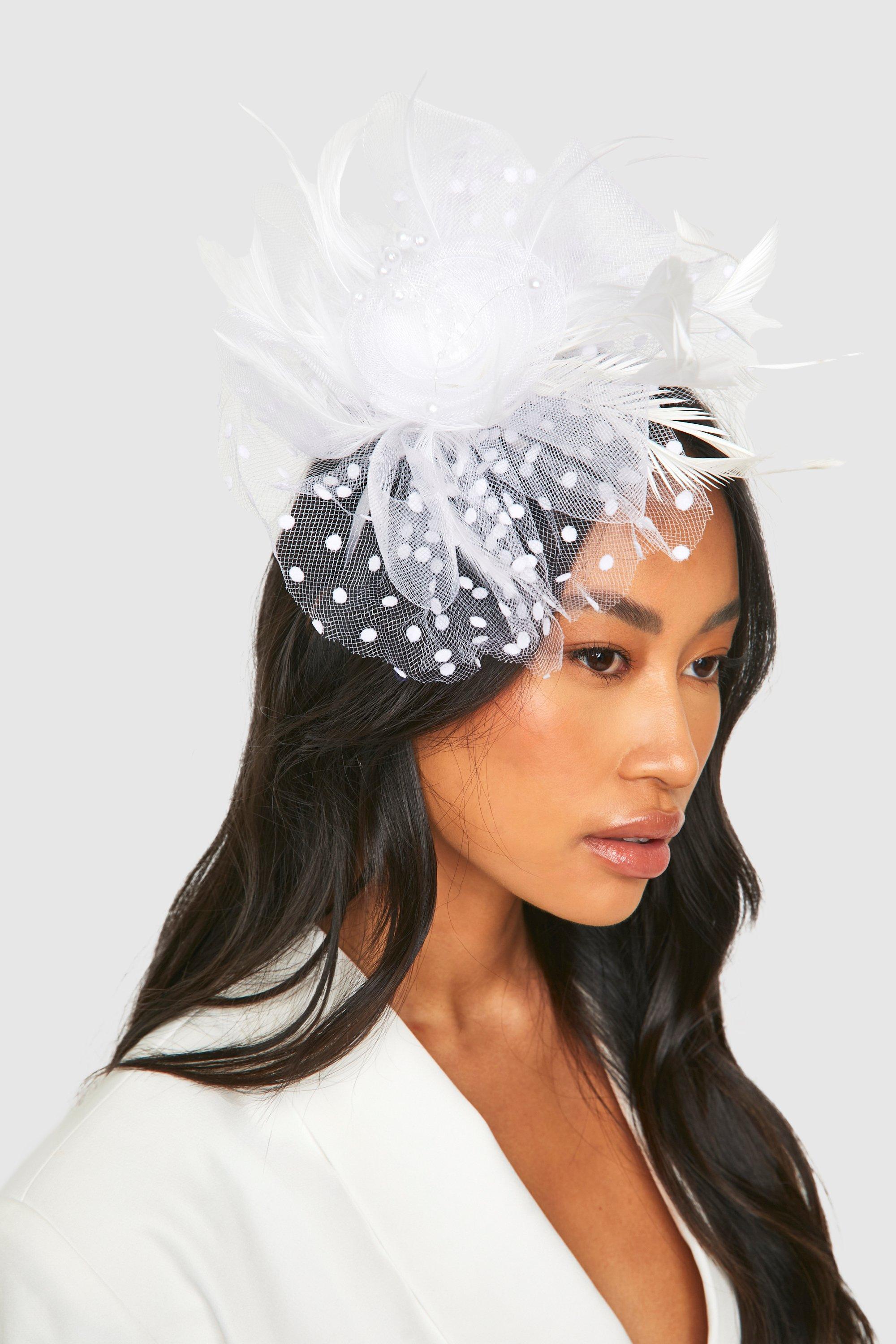 Womens Corsage Pearl Detail Fascinator Headband White One Size White