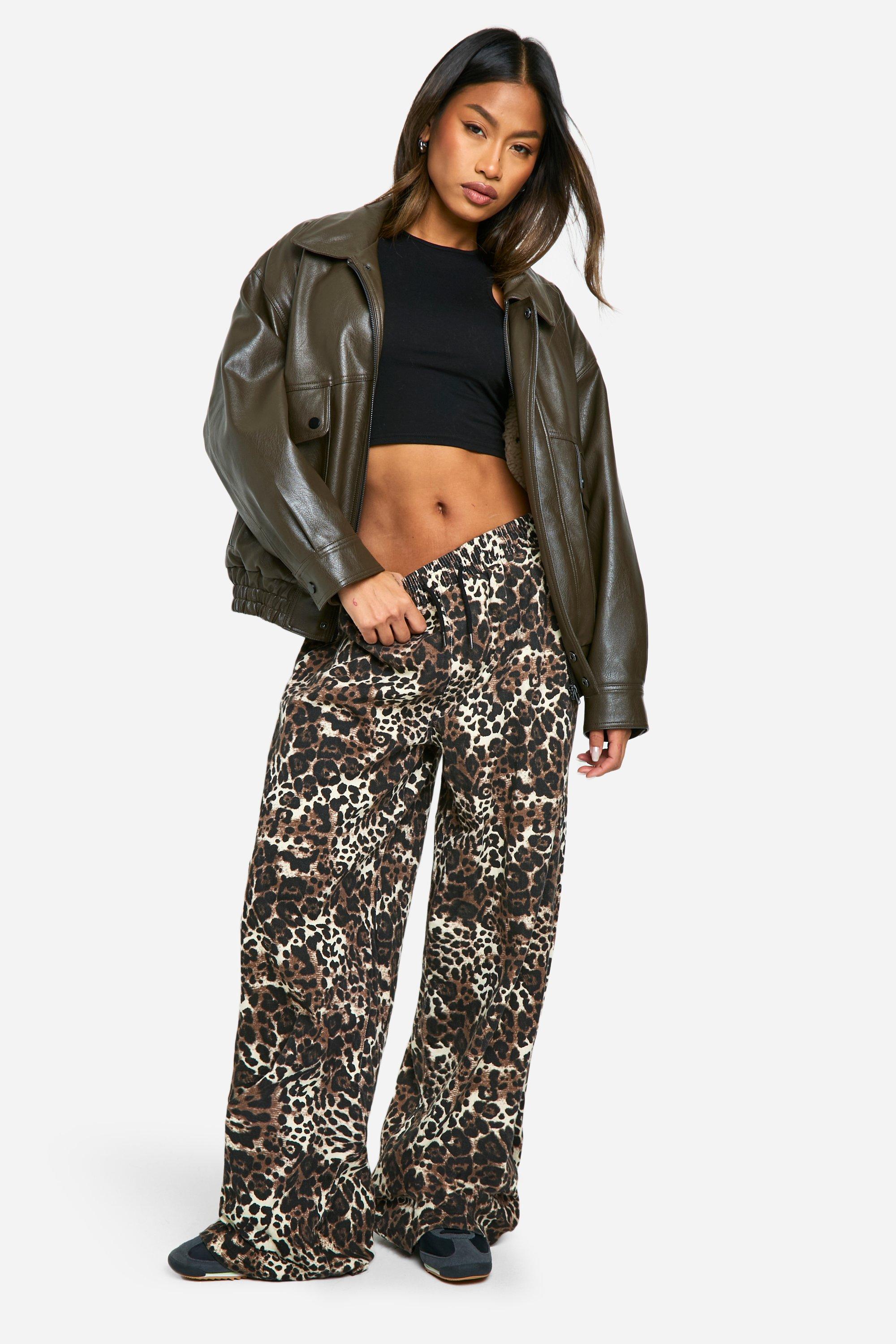 Boohoo Luipaardprint Wide Leg Jeans, Leopard