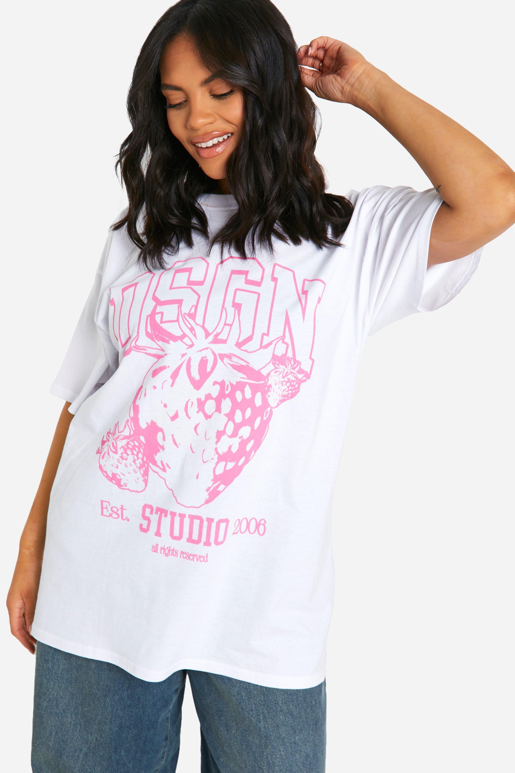 Image of Plus Strawberry Dsgn Studio T- Shirt 1, Bianco