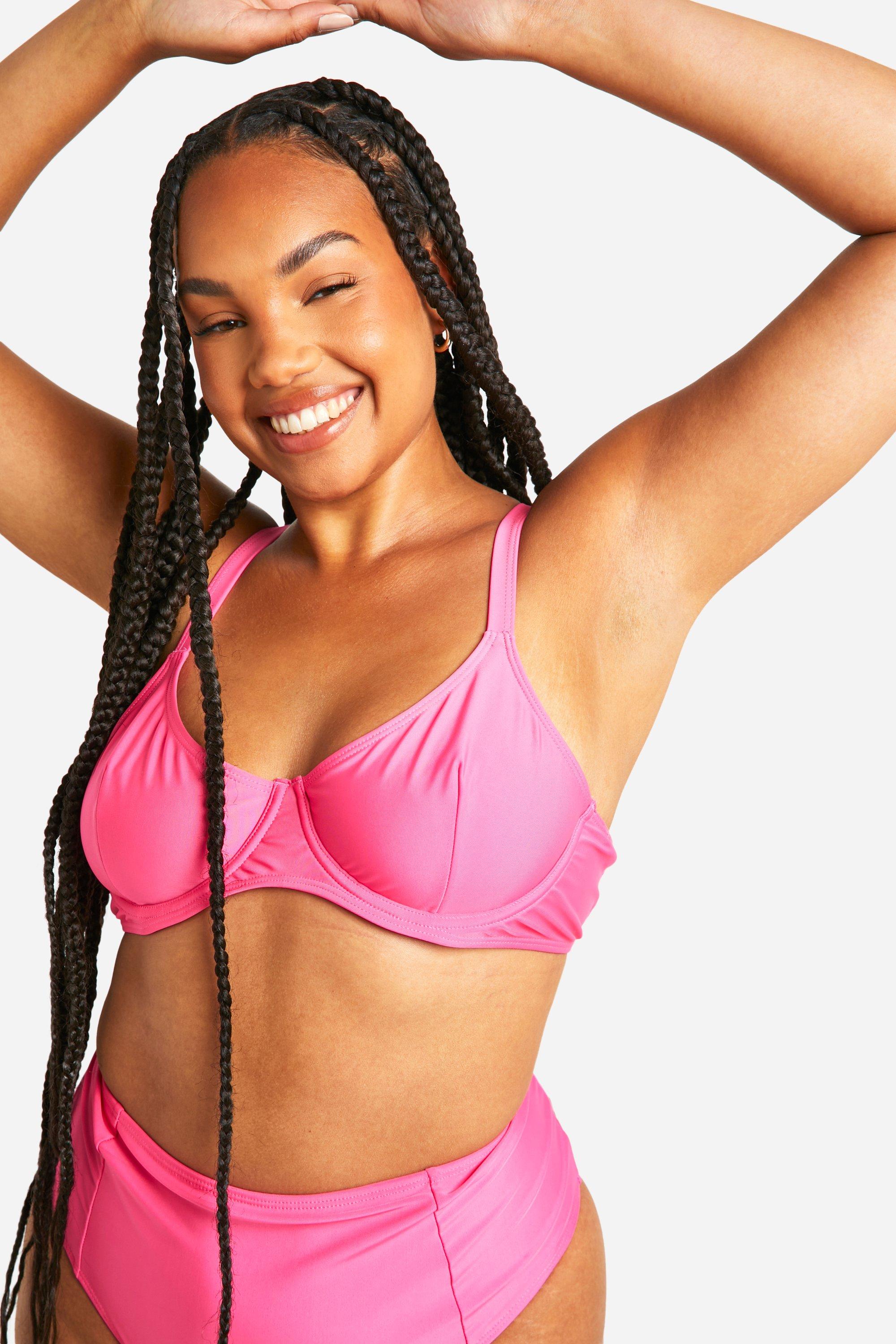 Boohoo Plus Essentials Bikini Top Met Beugel, Pink