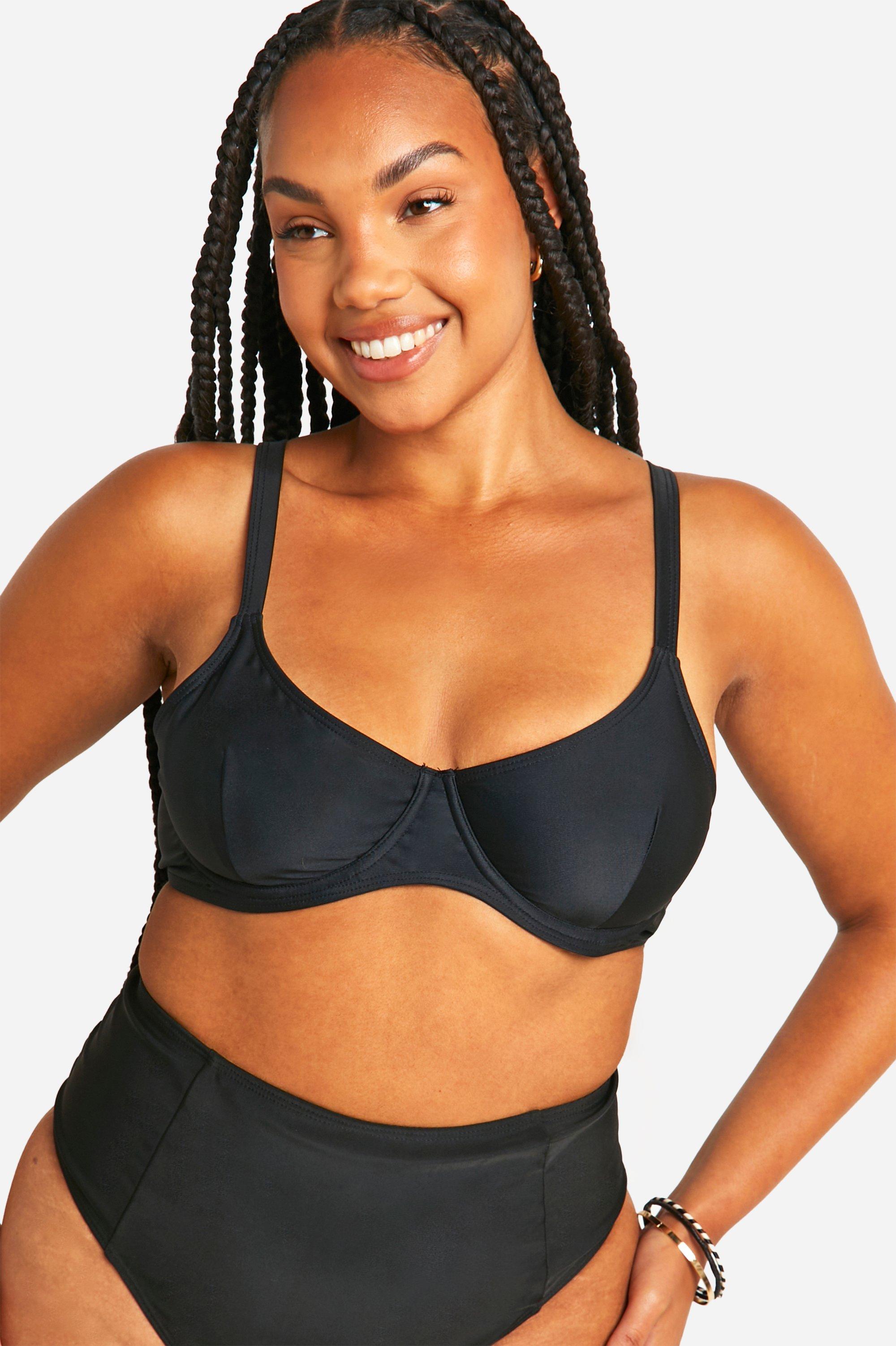 Boohoo Plus Essentials Bikini Top Met Beugel, Black