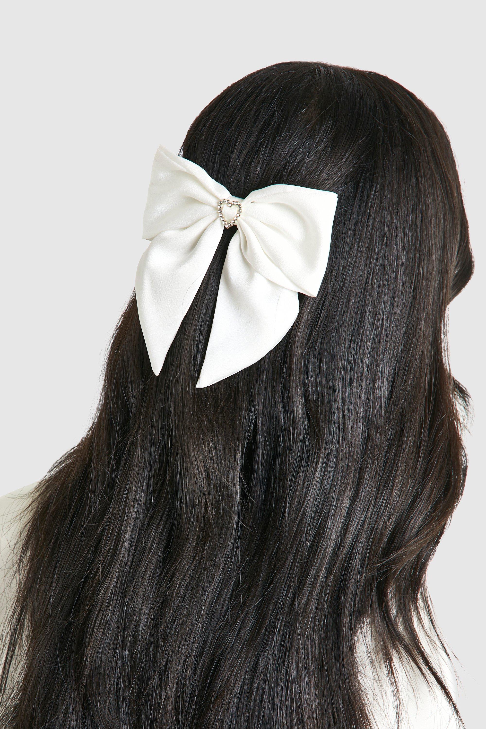 Click to view product details and reviews for Womens Embellished Heart Detail Bow Hair Clip White One Size White.