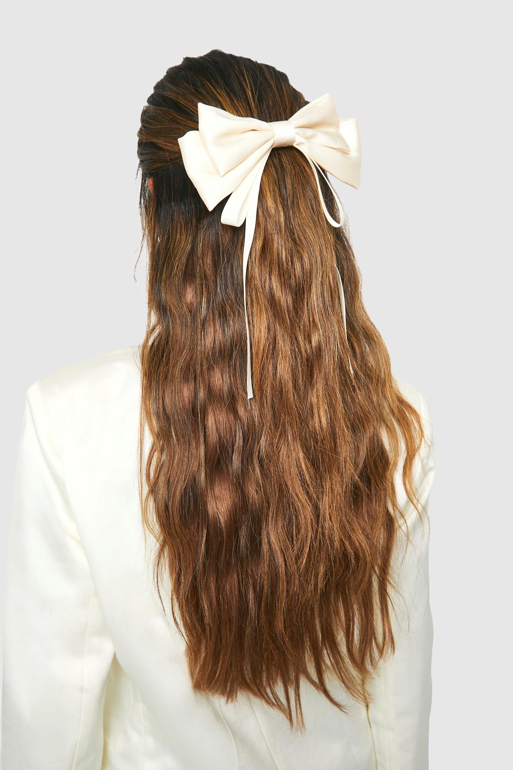 Click to view product details and reviews for Womens Double Layered Oversized Hair Bow Clip White One Size White.