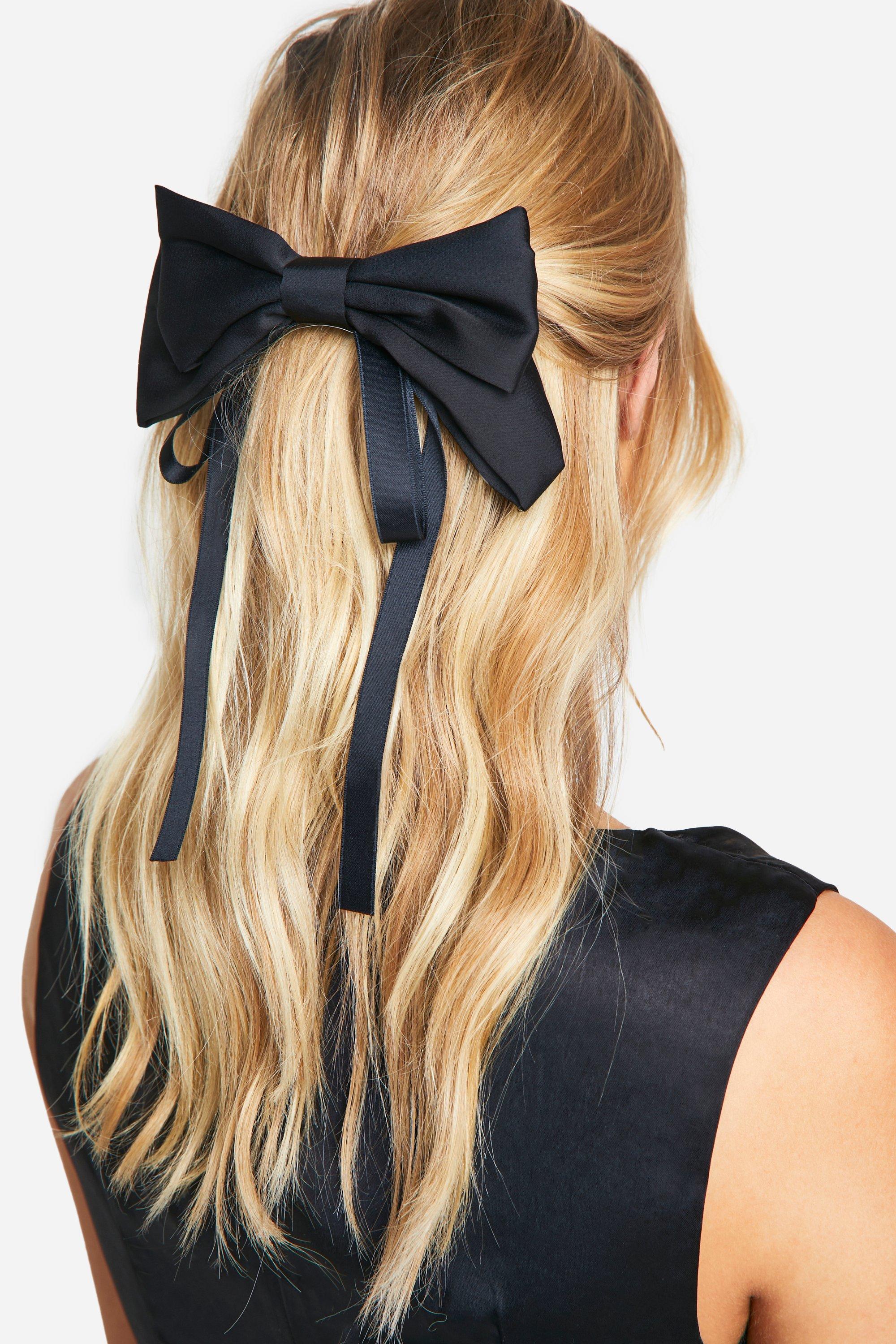 Click to view product details and reviews for Womens Double Layered Oversized Hair Bow Clip Black One Size Black.