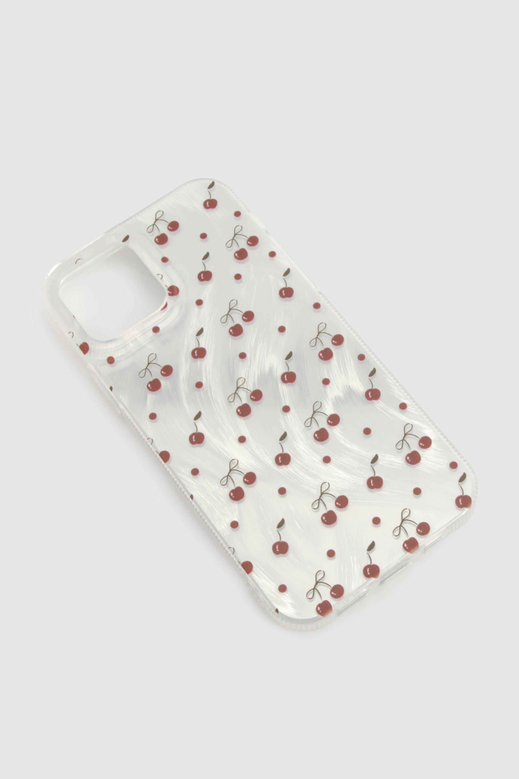 Womens Cherry Print Pearlised Phone Case - White - Iphone 13 Pro Max, White