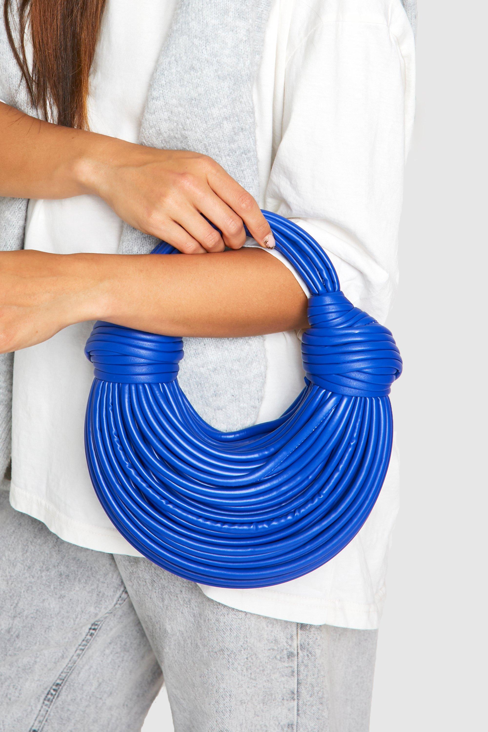 Womens Knot Detail Strappy Grab Bag - Blue - One Size, Blue