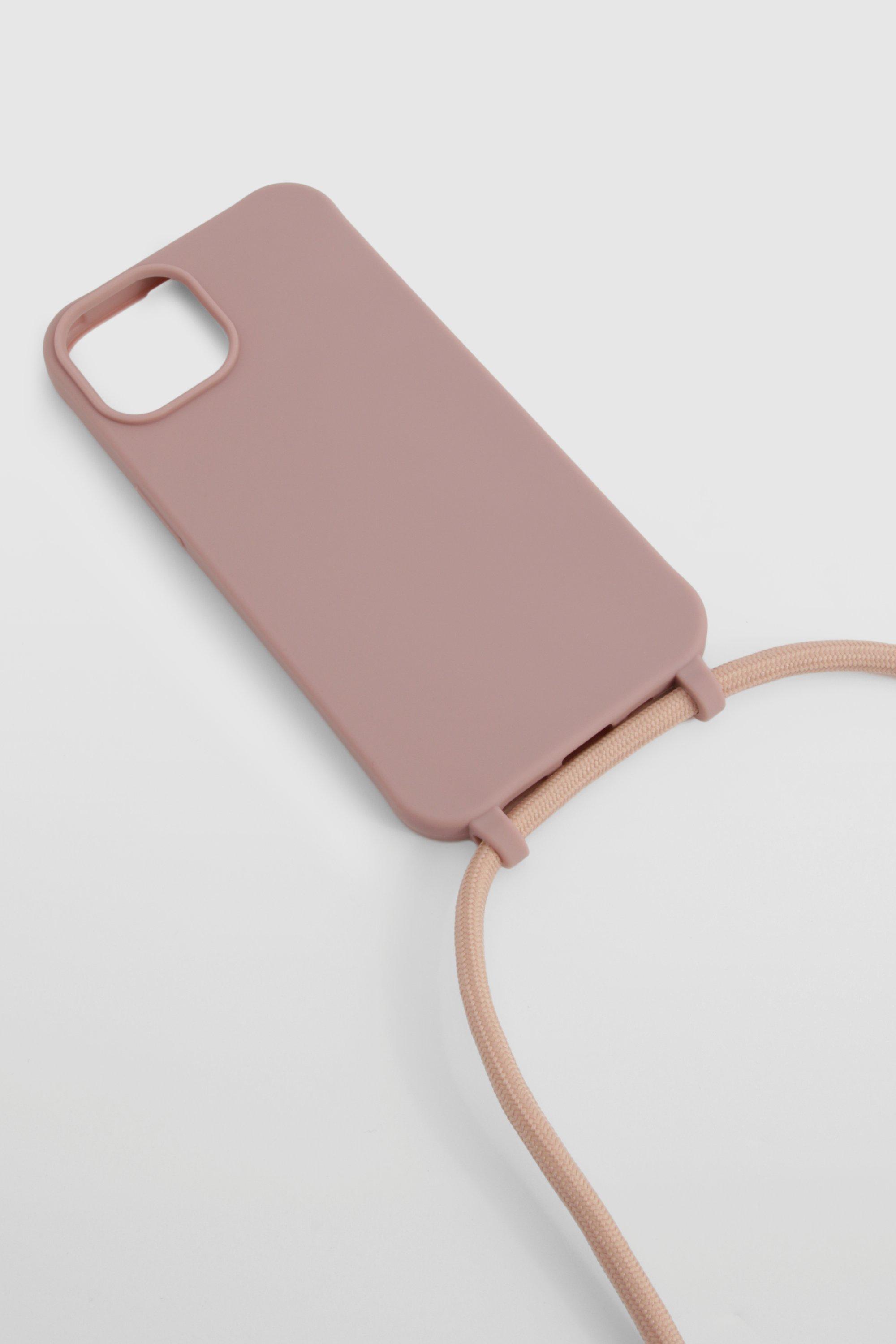 Womens Plain Long Strap Phone Case - Pink - Iphone 14, Pink