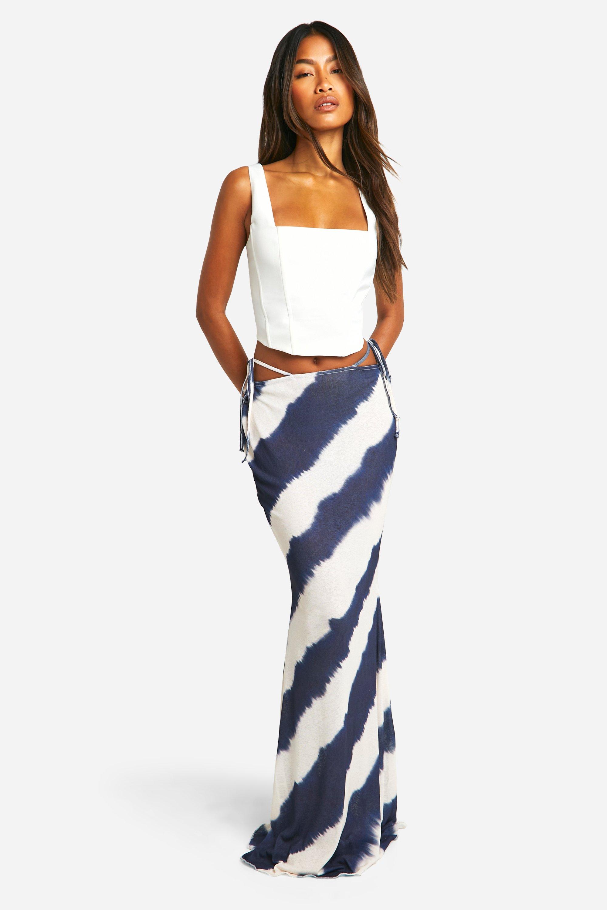 womens striped maxi skirt - black & white - 6, black & white