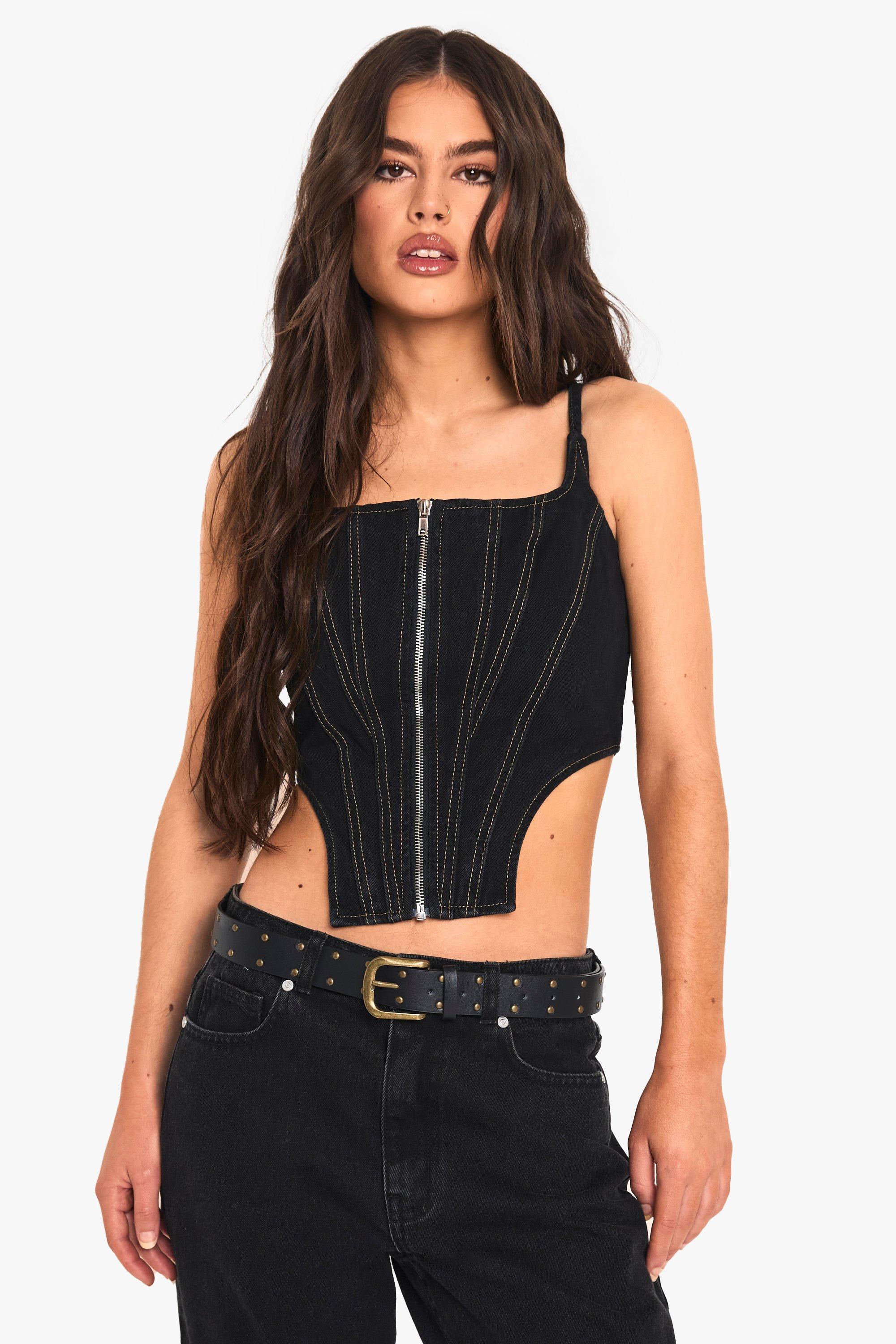 Image of Corsetto con cuciture a contrasto, Nero