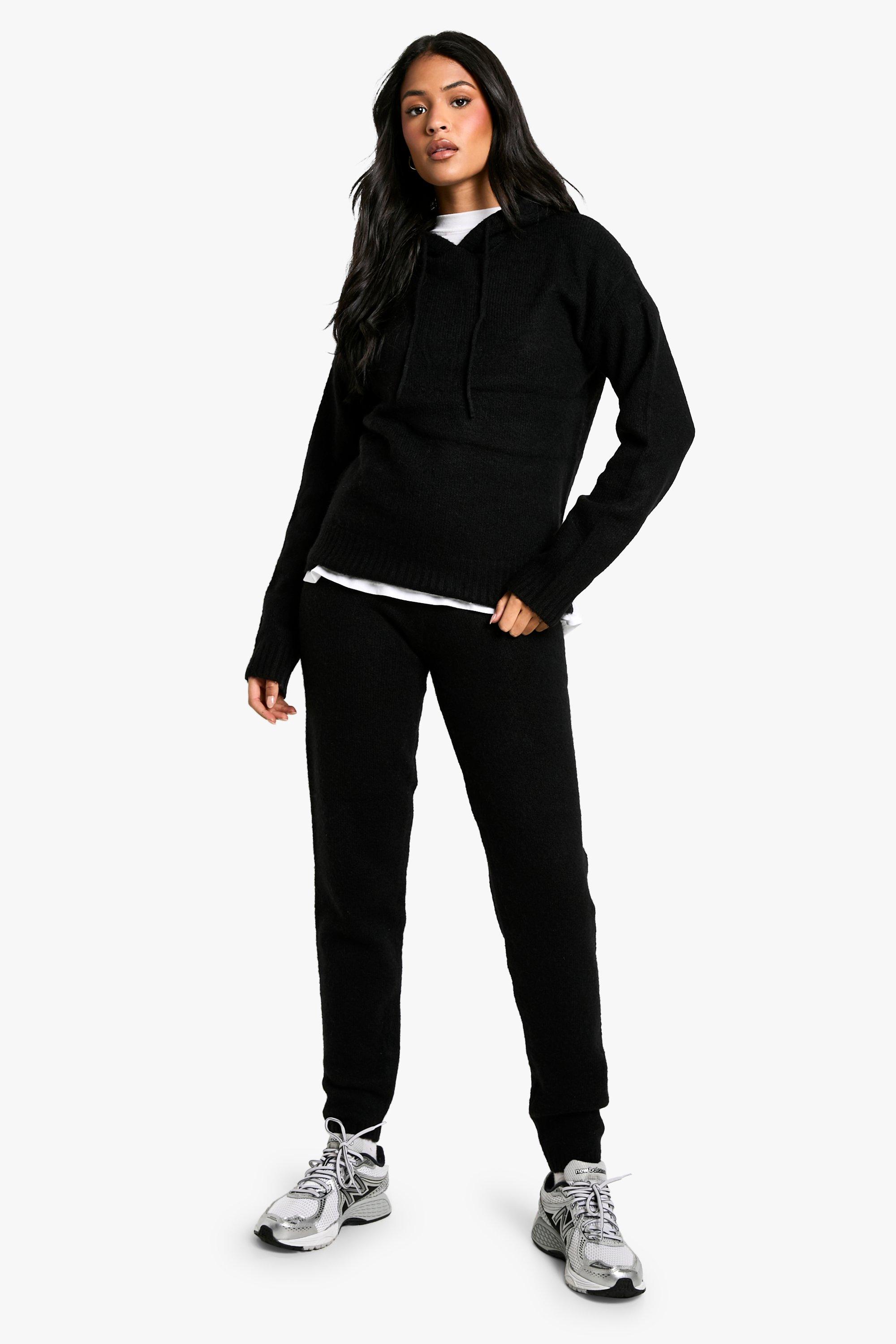 Image of Tuta sportiva Tall in maglia morbida in maglia fine, Nero