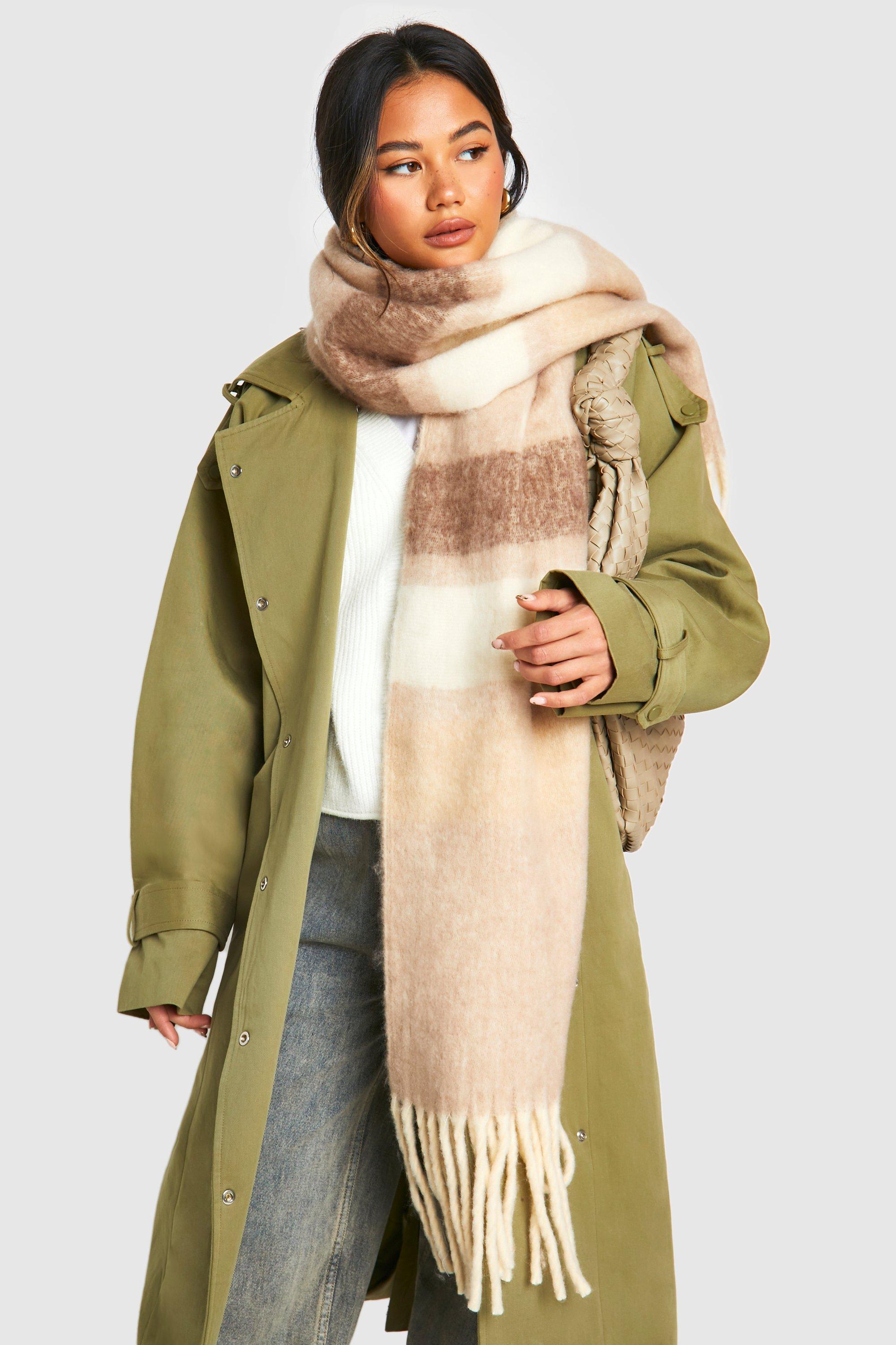 Click to view product details and reviews for Womens Contrast Stripe Knitted Scarf Beige One Size Beige.