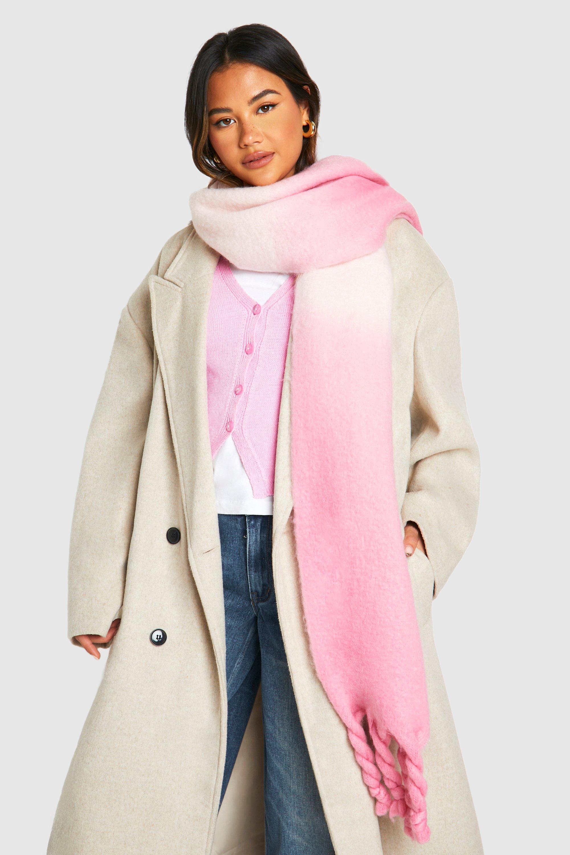 Womens Ombre Oversized Brushed Scarf - Pink - One Size, Pink