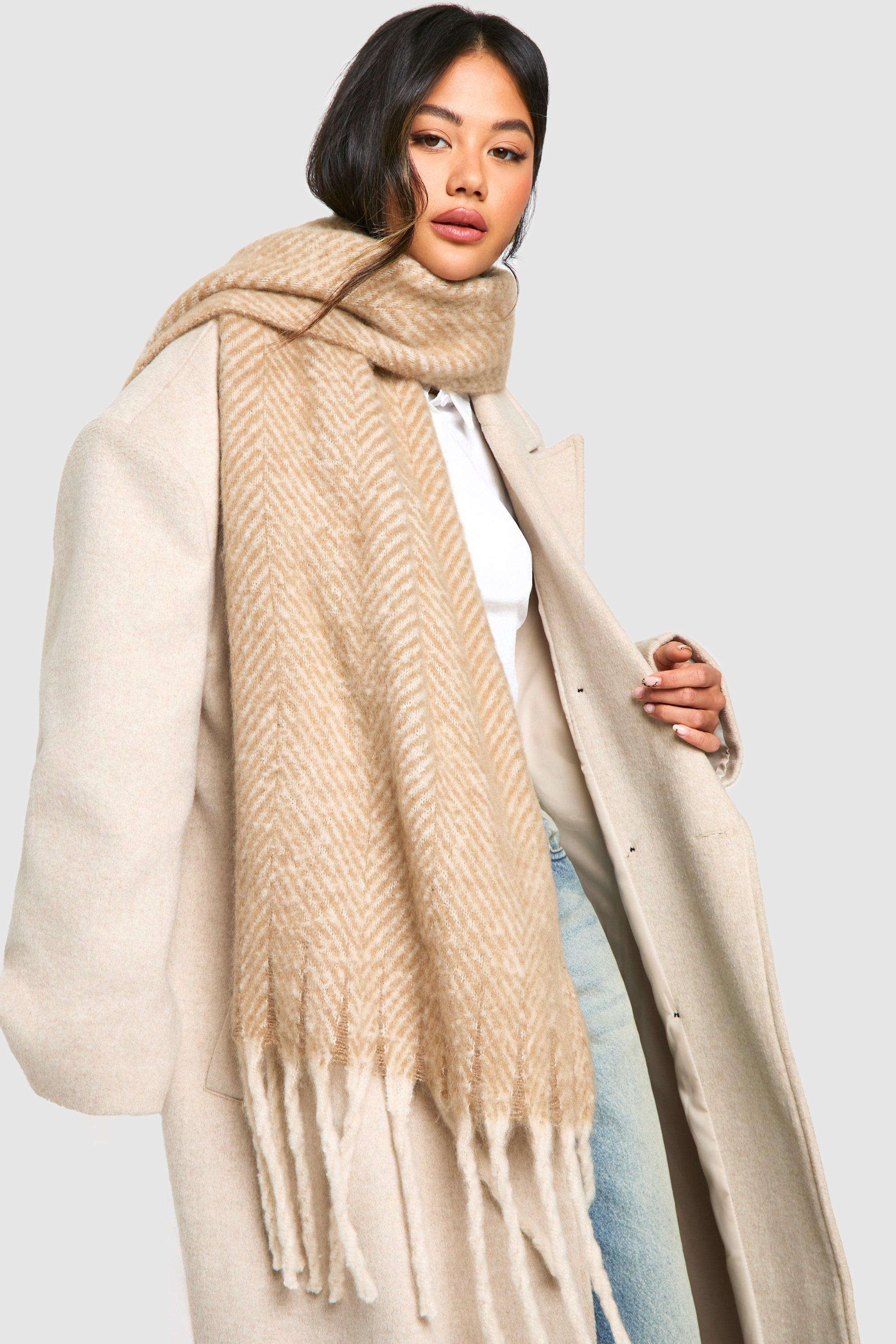 Click to view product details and reviews for Womens Oversized Herringbone Fringe Scarf Beige One Size Beige.