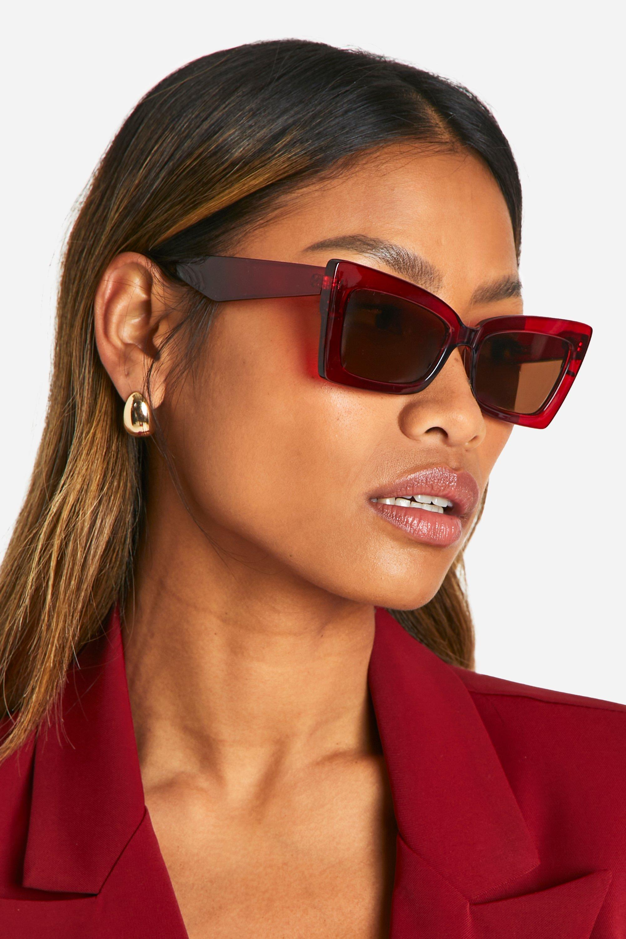 Womens Cat Eye Frame Sunglasses - Red - One Size, Red