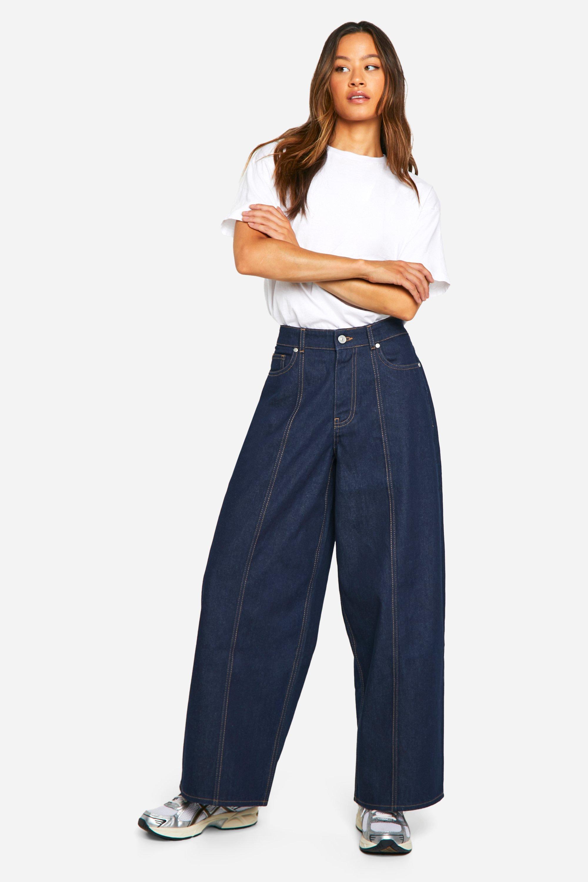 Boohoo Tall Indigo Jeans Met Naaddetail, Indigo