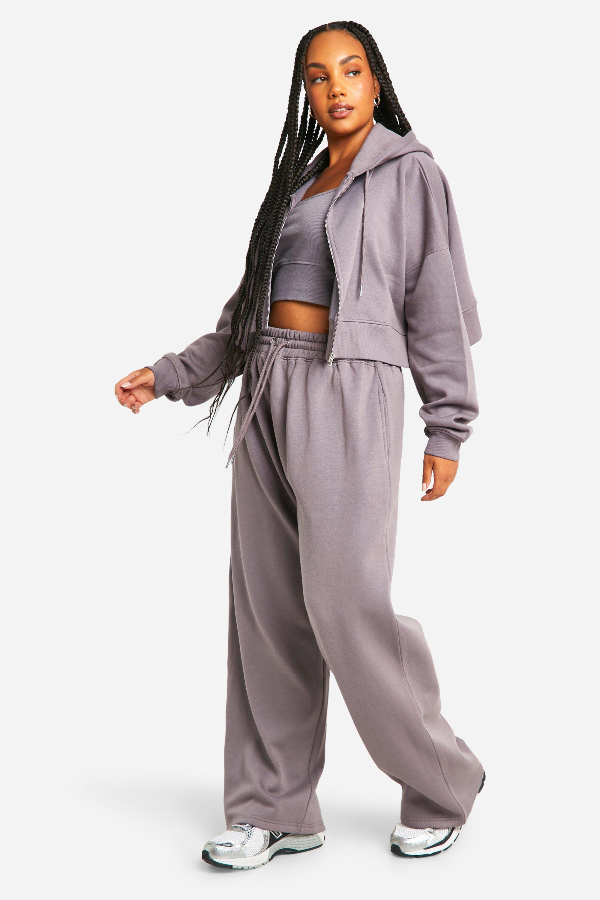 Grande Taille - Survetement 3 Pieces Avec Crop Top Et Sweat 