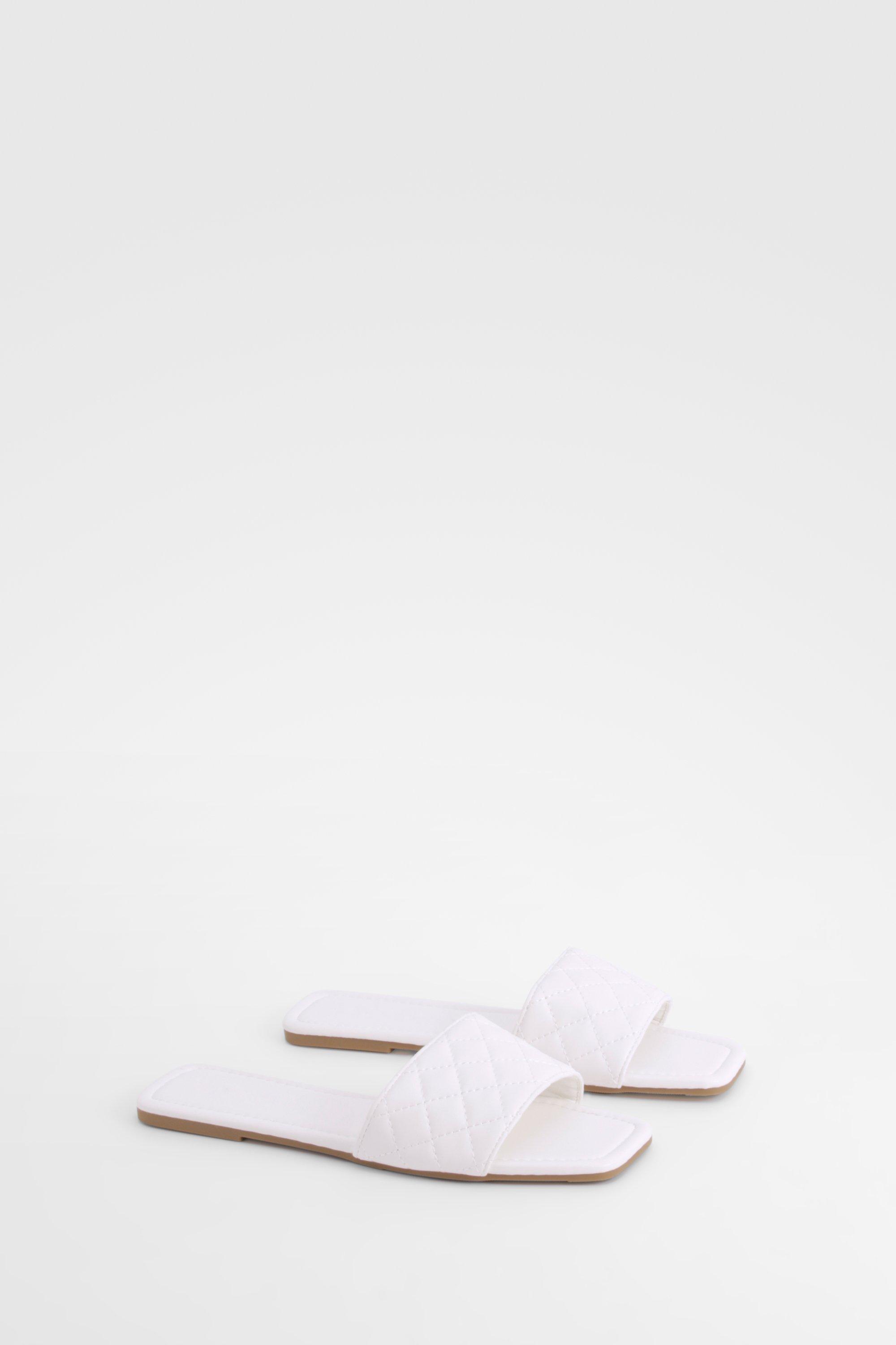 Boohoo Gewatteerde Sandalen Met Stiksels, White