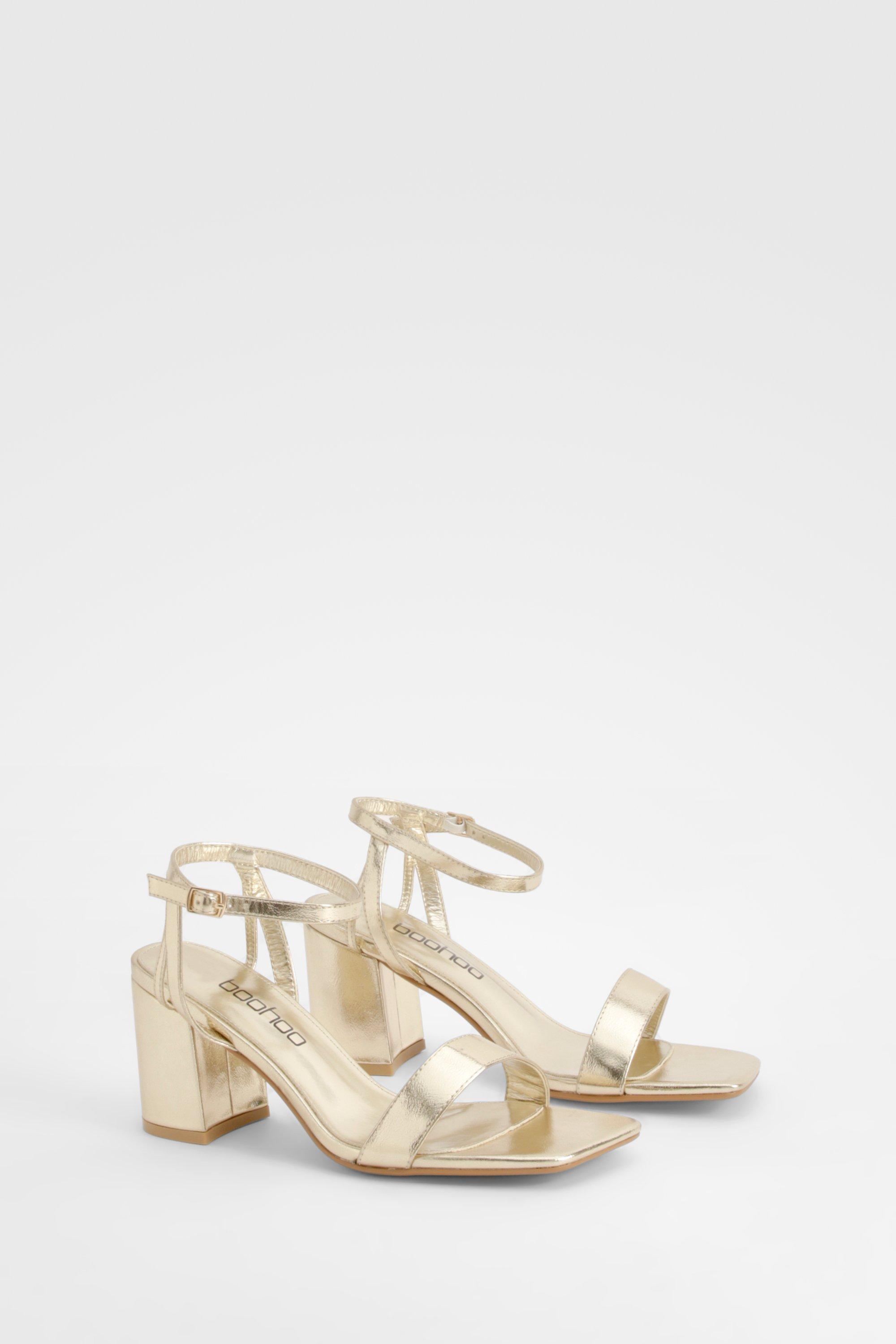 Image of Scarpe in due parti a punta quadrata con tacco a blocco, Metallics