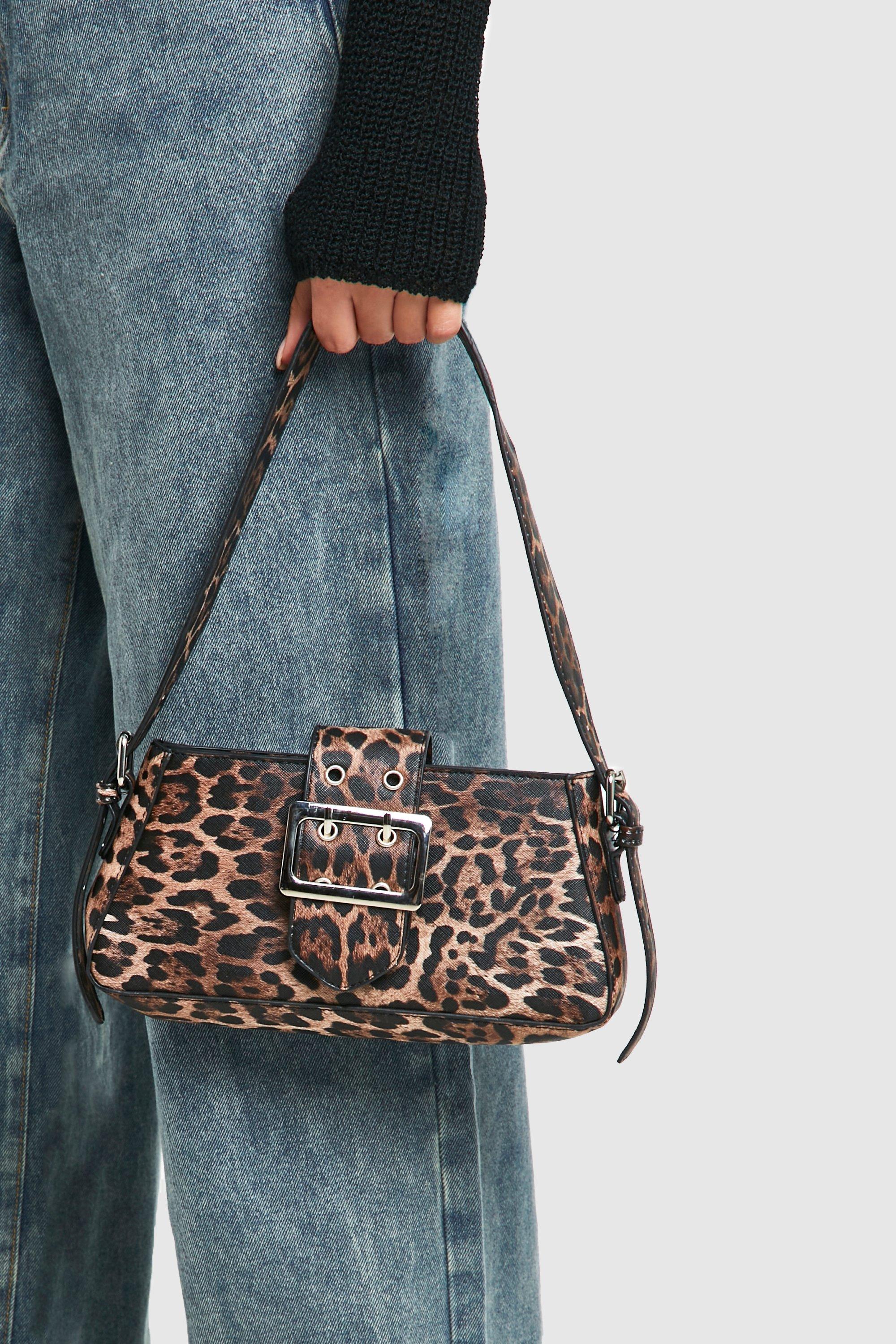 Womens Buckle Detail Leopard Shoulder Bag - Multi - One Size, Multi