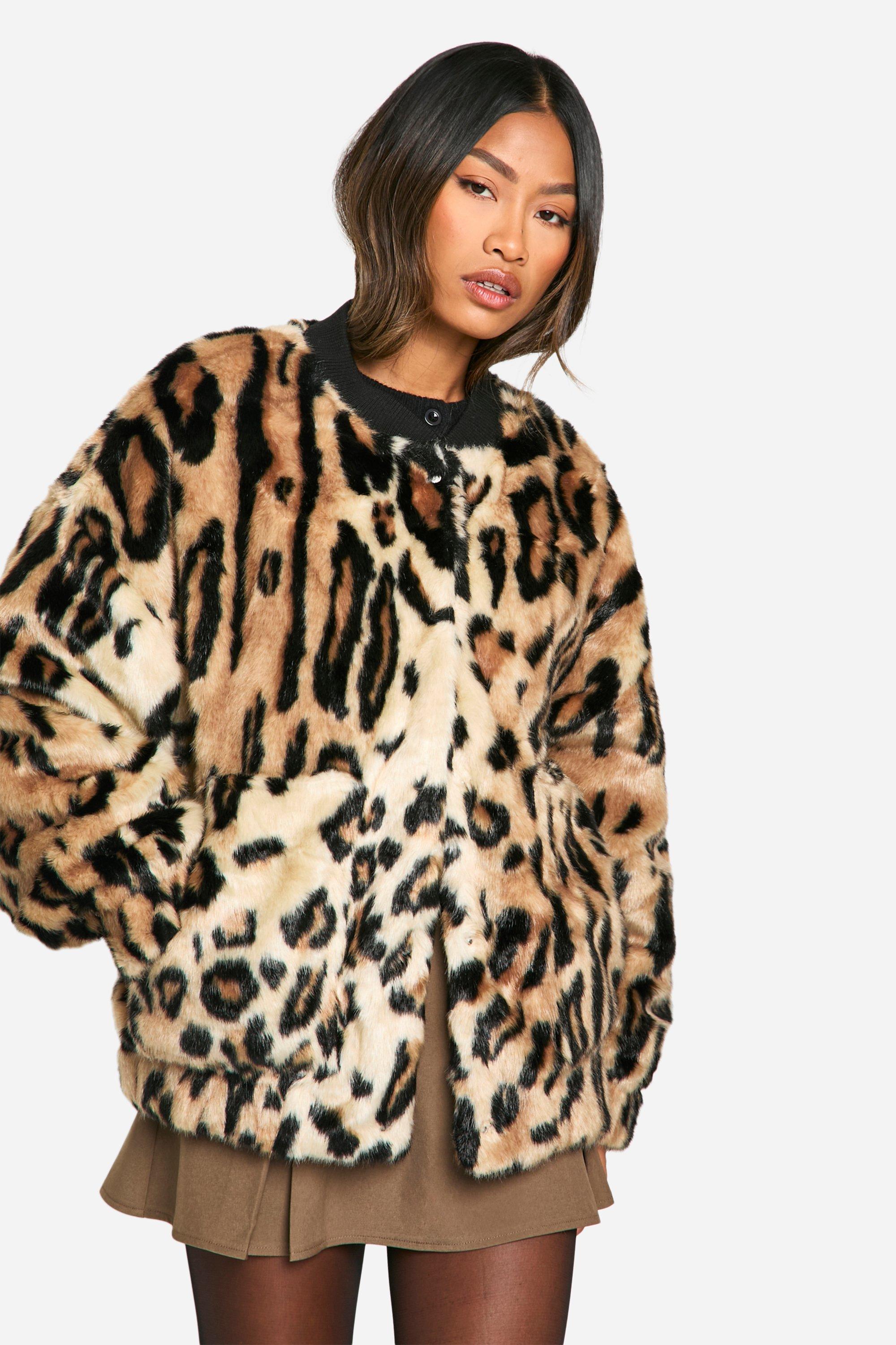 Image of Giacca Bomber Premium in pelliccia sintetica leopardata, Multi